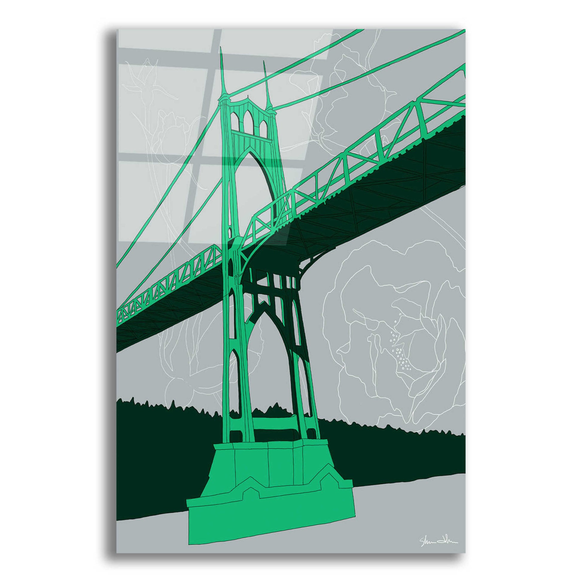 Epic Art 'St. Johns Bridge - Portland' by Shane Donahue, Acrylic Glass Wall Art,16x24