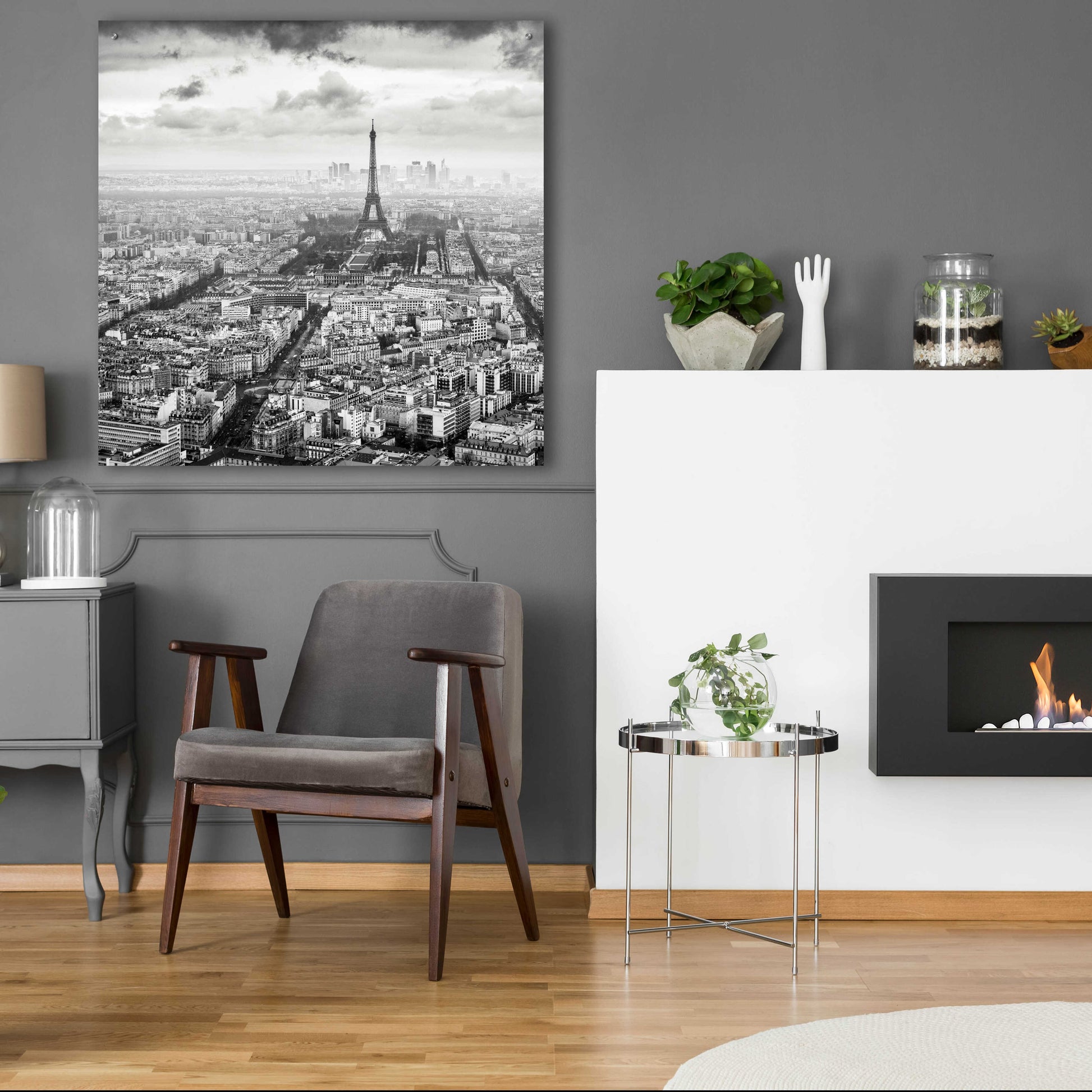 Epic Art 'La Tour Eiffel et La Defense' by Wilco Dragt, Acrylic Glass Wall Art,36x36