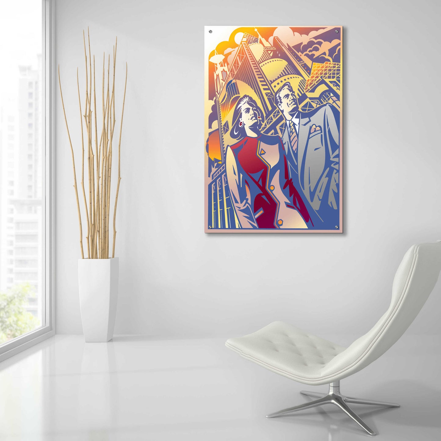 Epic Art 'Architectural Business Couple' by David Chestnutt, Acrylic Glass Wall Art,24x36