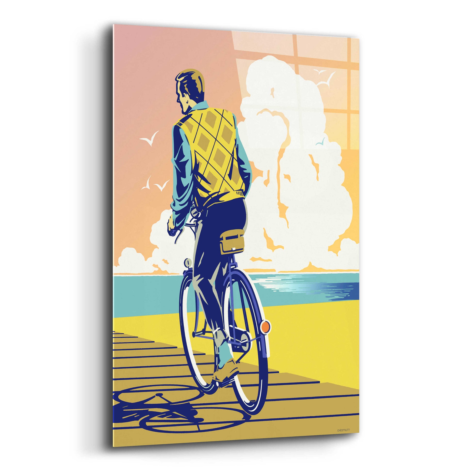 Epic Art 'Beach Bike' by David Chestnutt, Acrylic Glass Wall Art,12x16