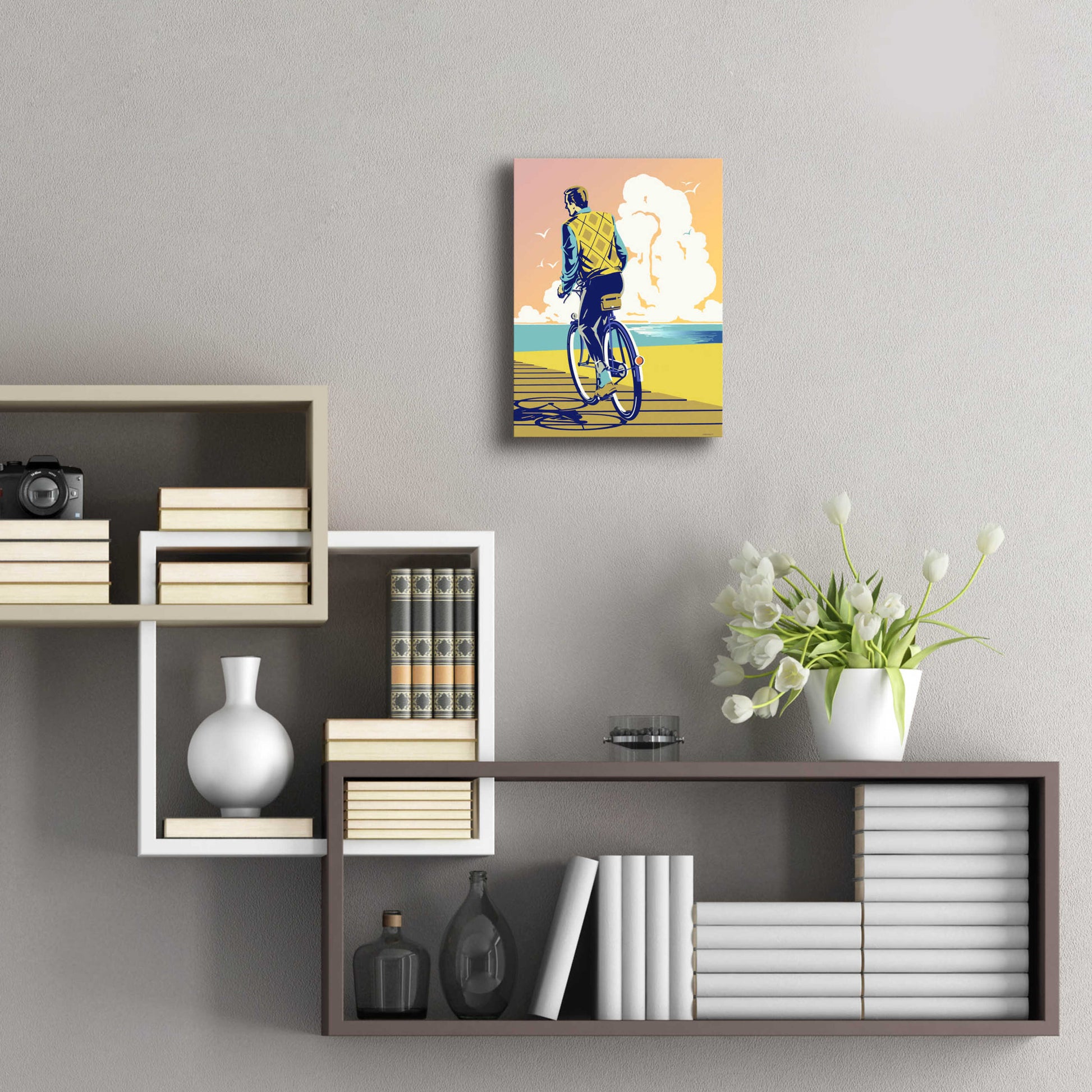 Epic Art 'Beach Bike' by David Chestnutt, Acrylic Glass Wall Art,12x16