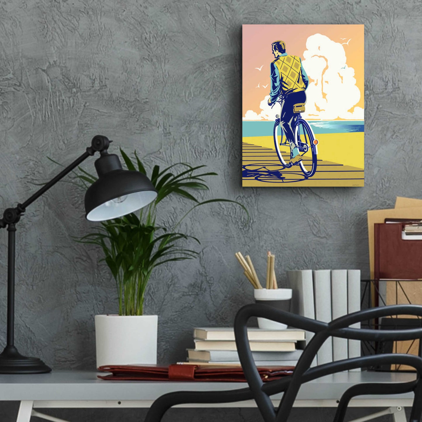 Epic Art 'Beach Bike' by David Chestnutt, Acrylic Glass Wall Art,12x16