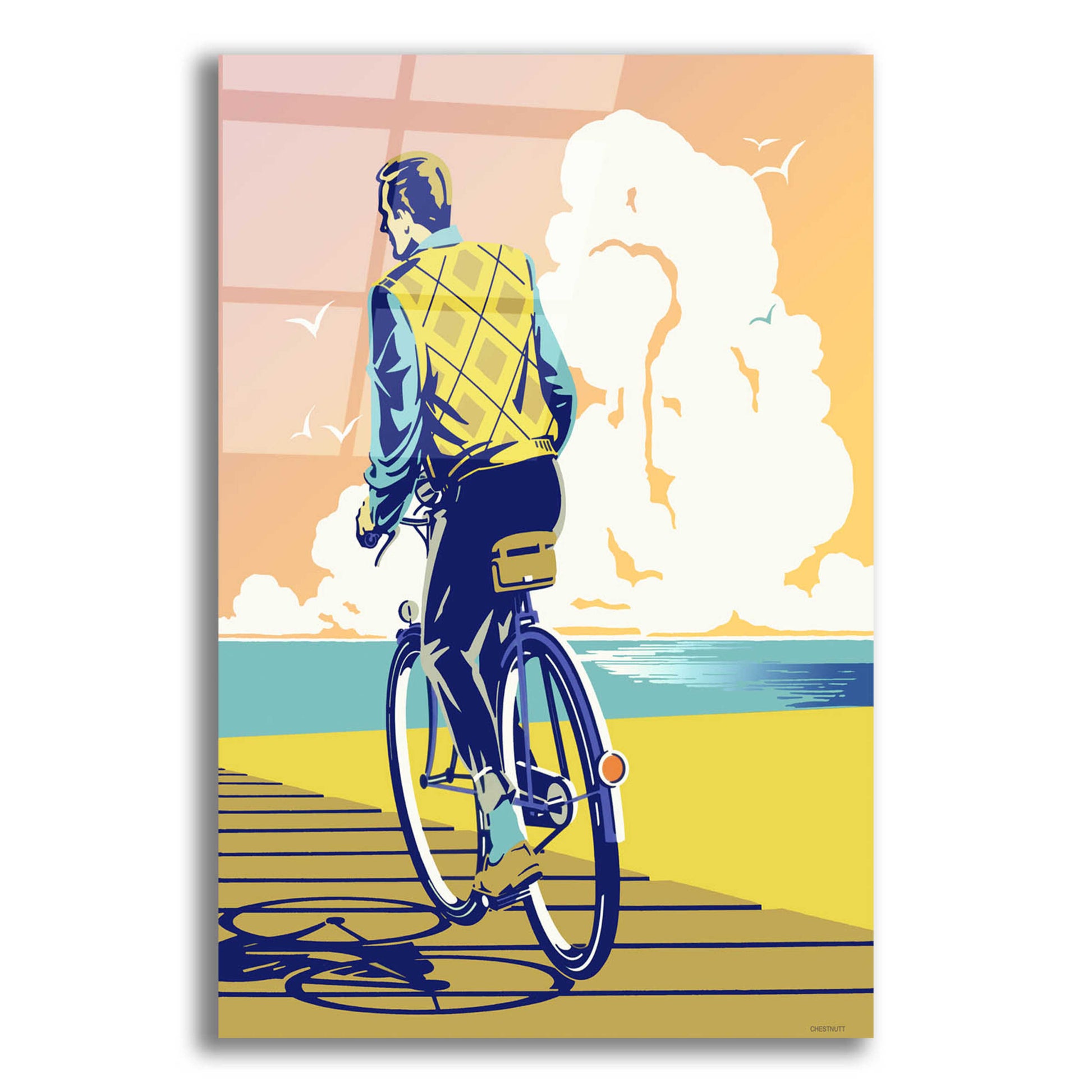 Epic Art 'Beach Bike' by David Chestnutt, Acrylic Glass Wall Art,12x16