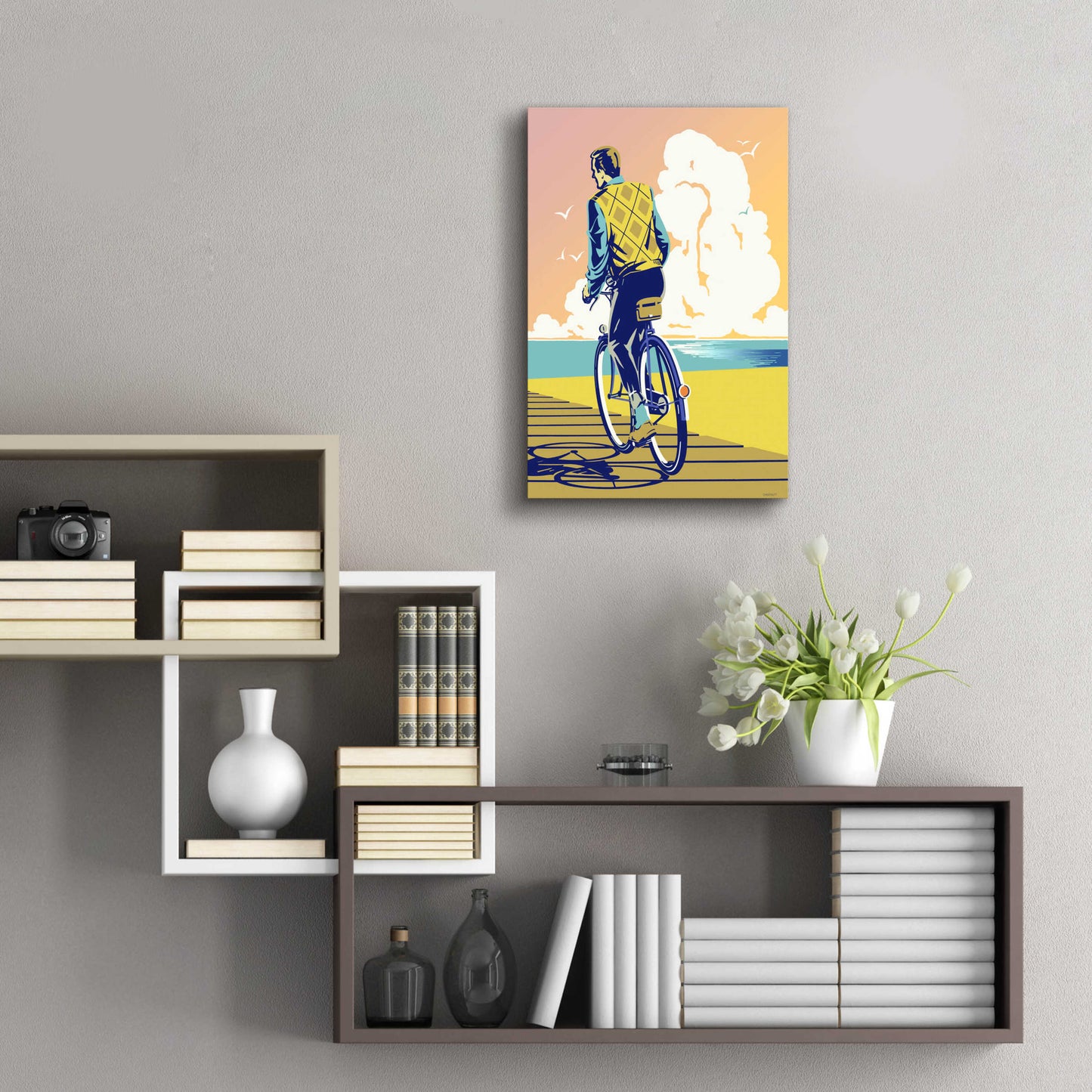 Epic Art 'Beach Bike' by David Chestnutt, Acrylic Glass Wall Art,16x24