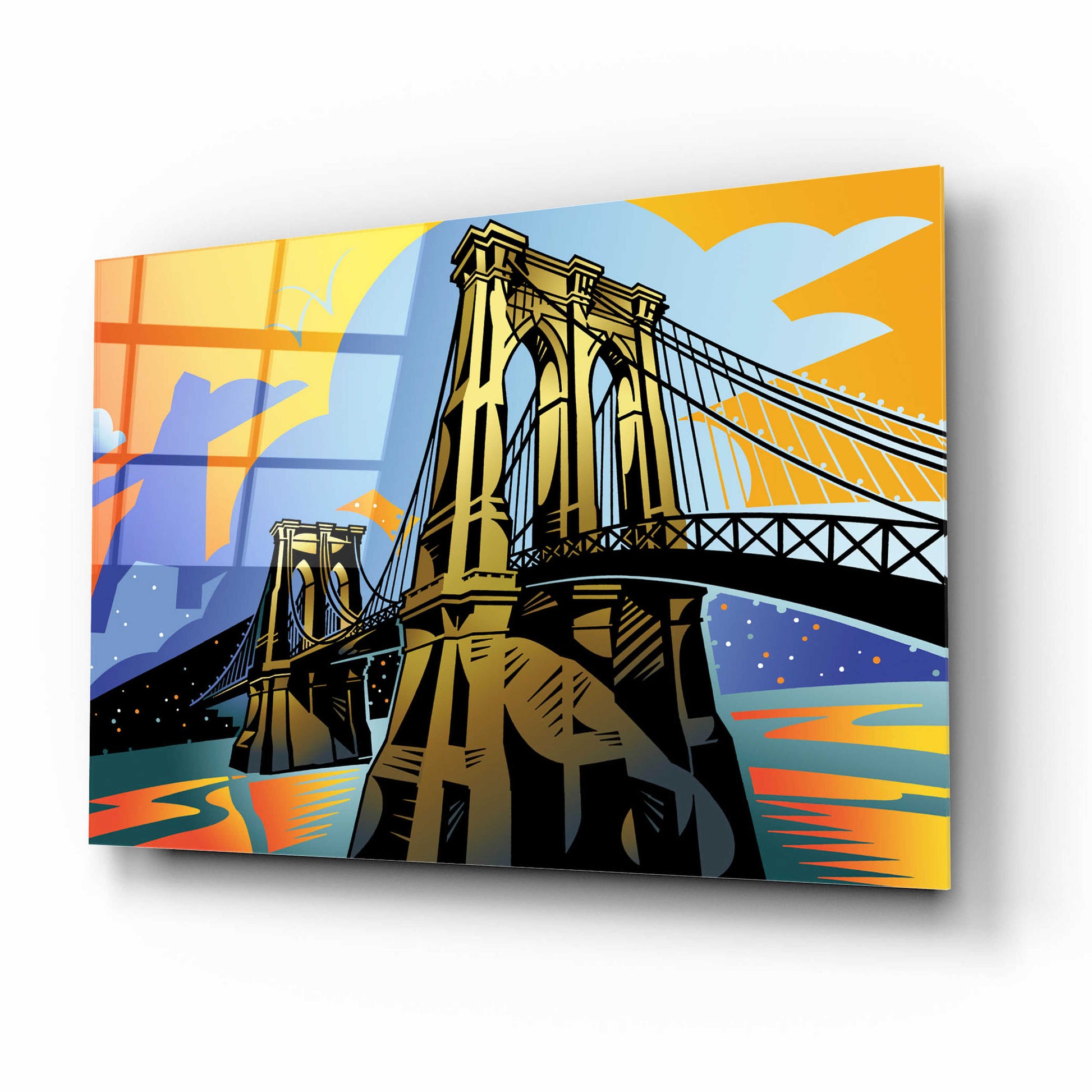 Epic Art 'Brooklyn Bridge' by David Chestnutt, Acrylic Glass Wall Art,16x12