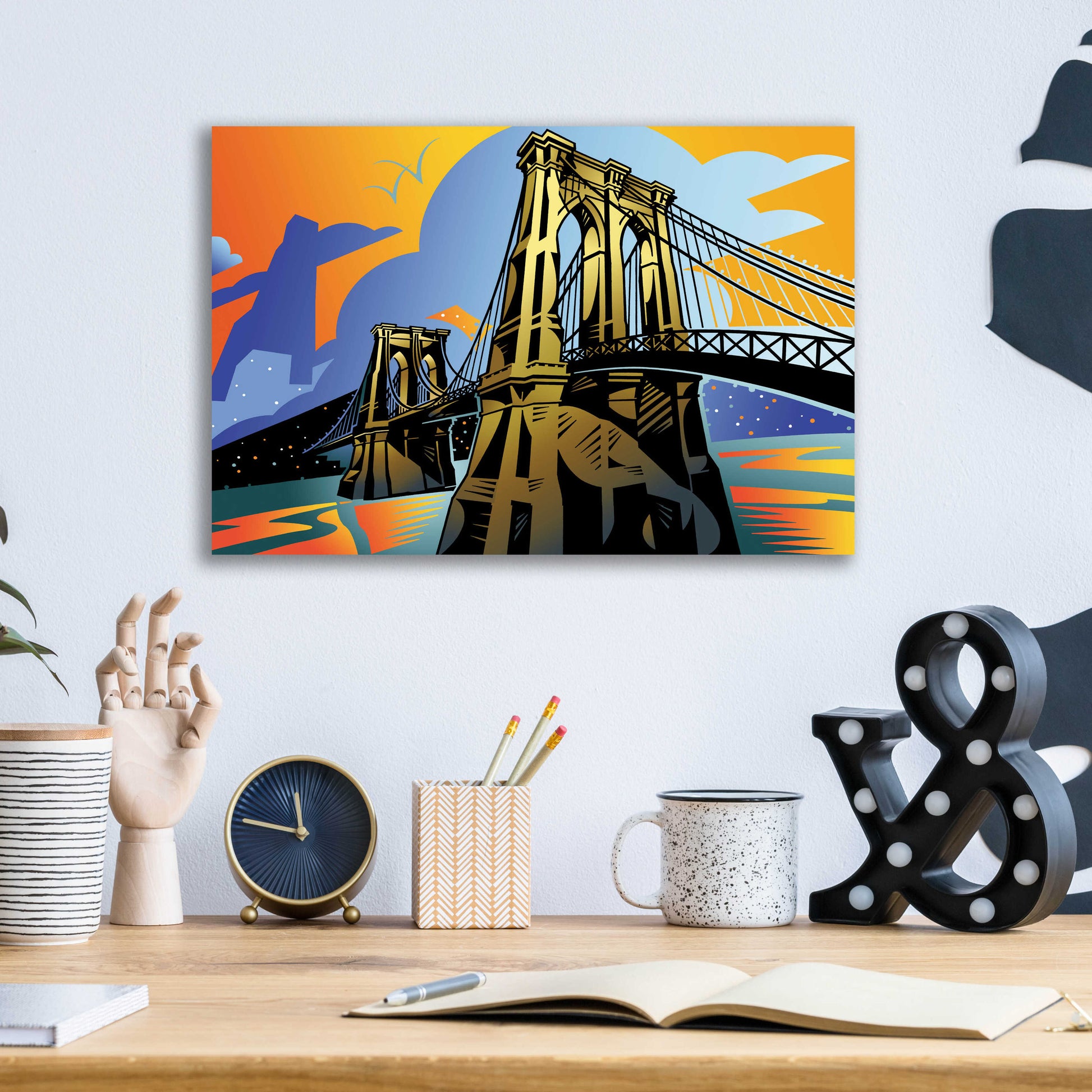 Epic Art 'Brooklyn Bridge' by David Chestnutt, Acrylic Glass Wall Art,16x12