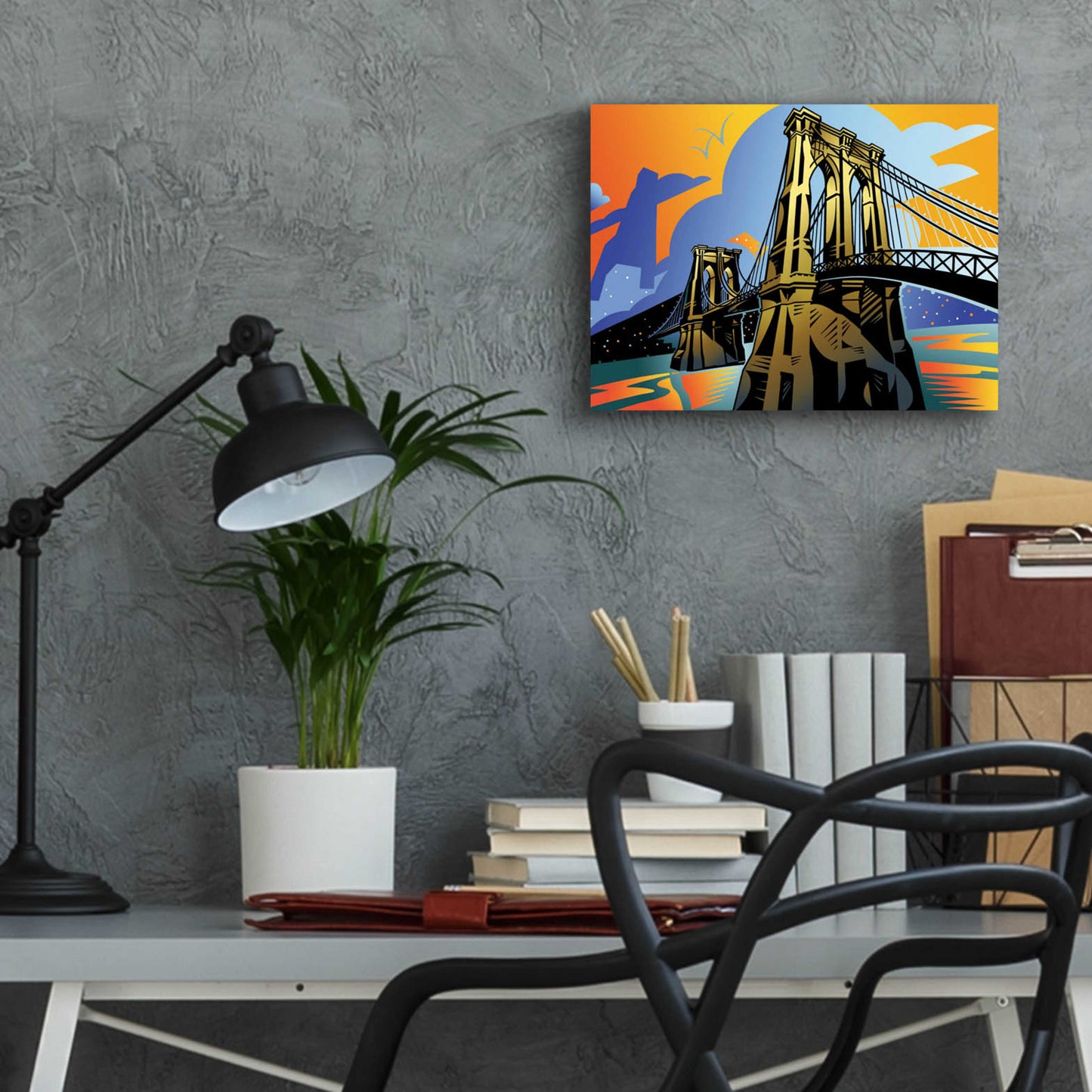 Epic Art 'Brooklyn Bridge' by David Chestnutt, Acrylic Glass Wall Art,16x12