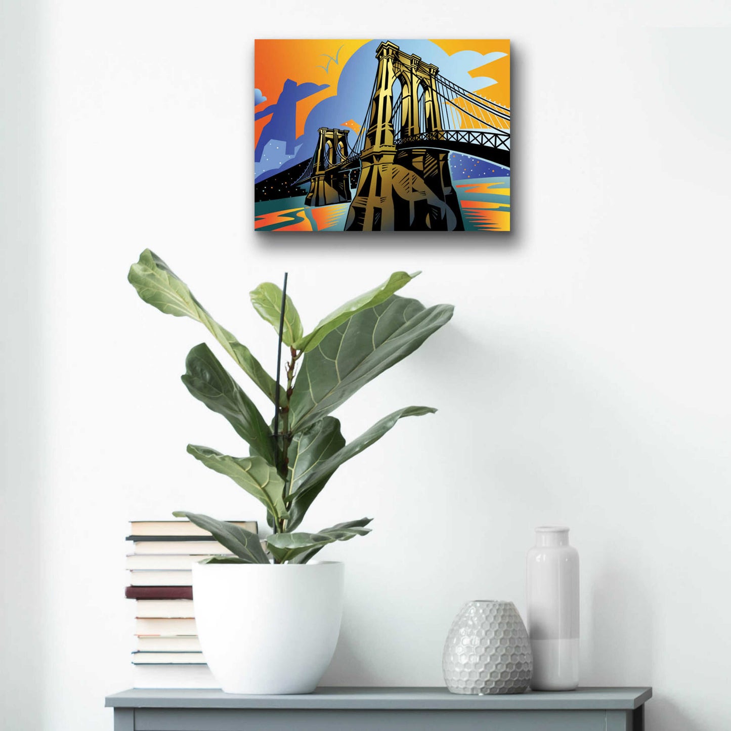 Epic Art 'Brooklyn Bridge' by David Chestnutt, Acrylic Glass Wall Art,16x12