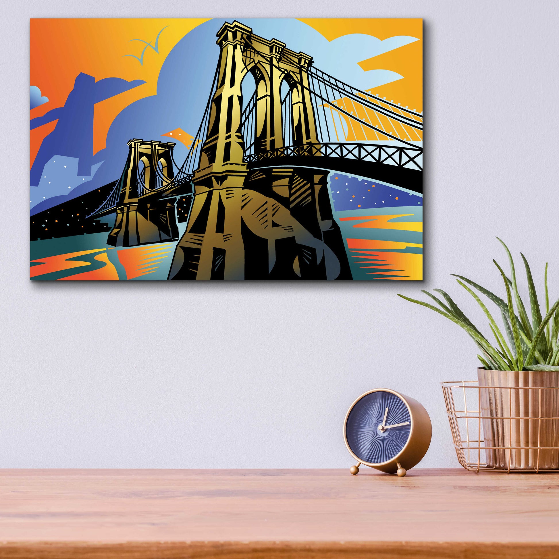 Epic Art 'Brooklyn Bridge' by David Chestnutt, Acrylic Glass Wall Art,16x12