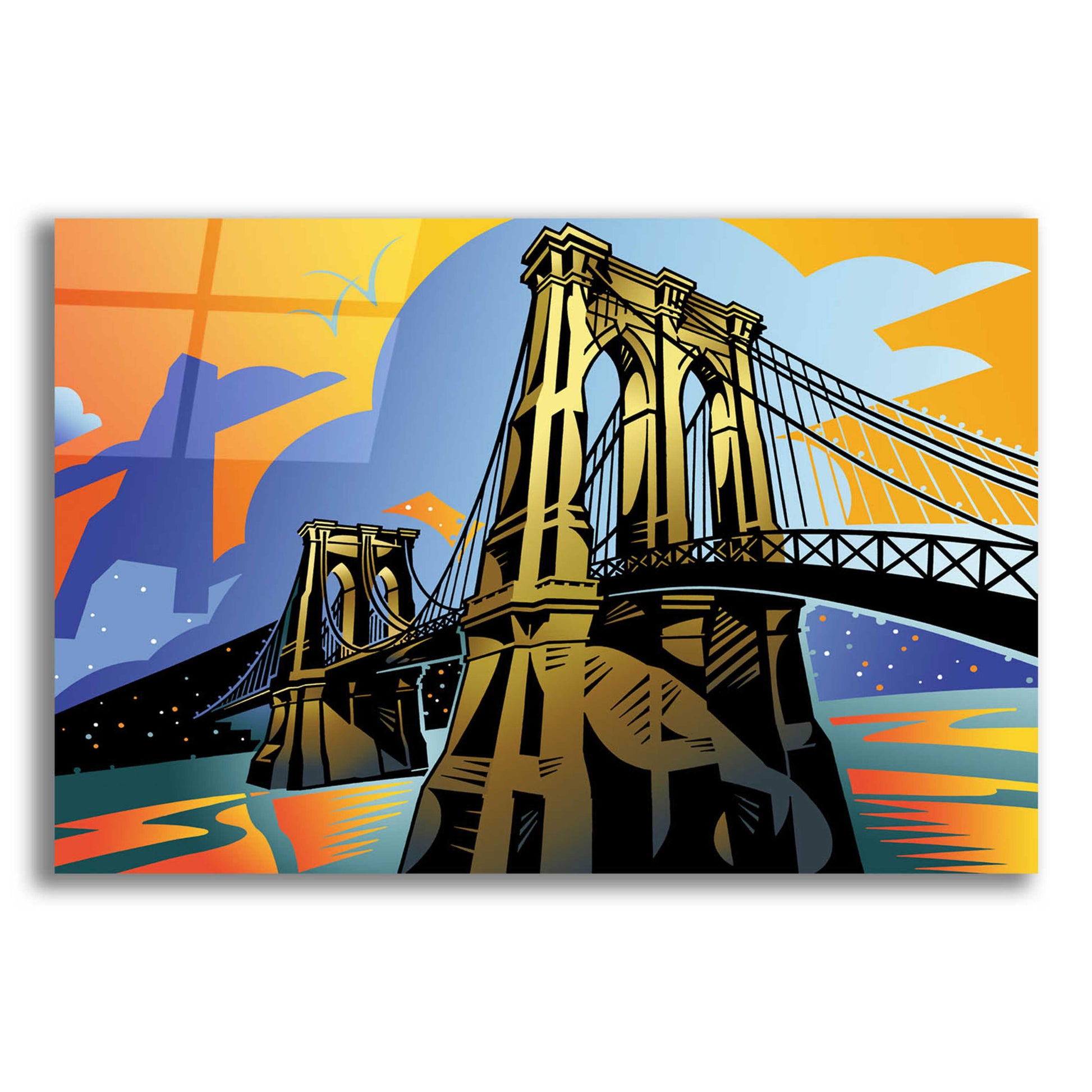 Epic Art 'Brooklyn Bridge' by David Chestnutt, Acrylic Glass Wall Art,16x12