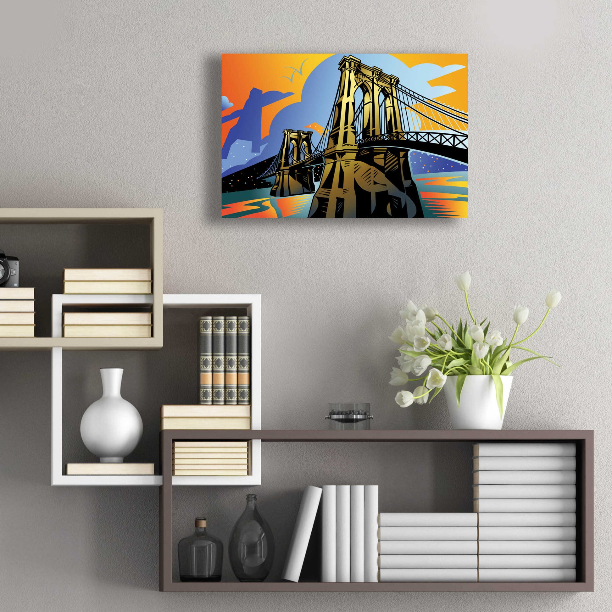 Epic Art 'Brooklyn Bridge' by David Chestnutt, Acrylic Glass Wall Art,24x16