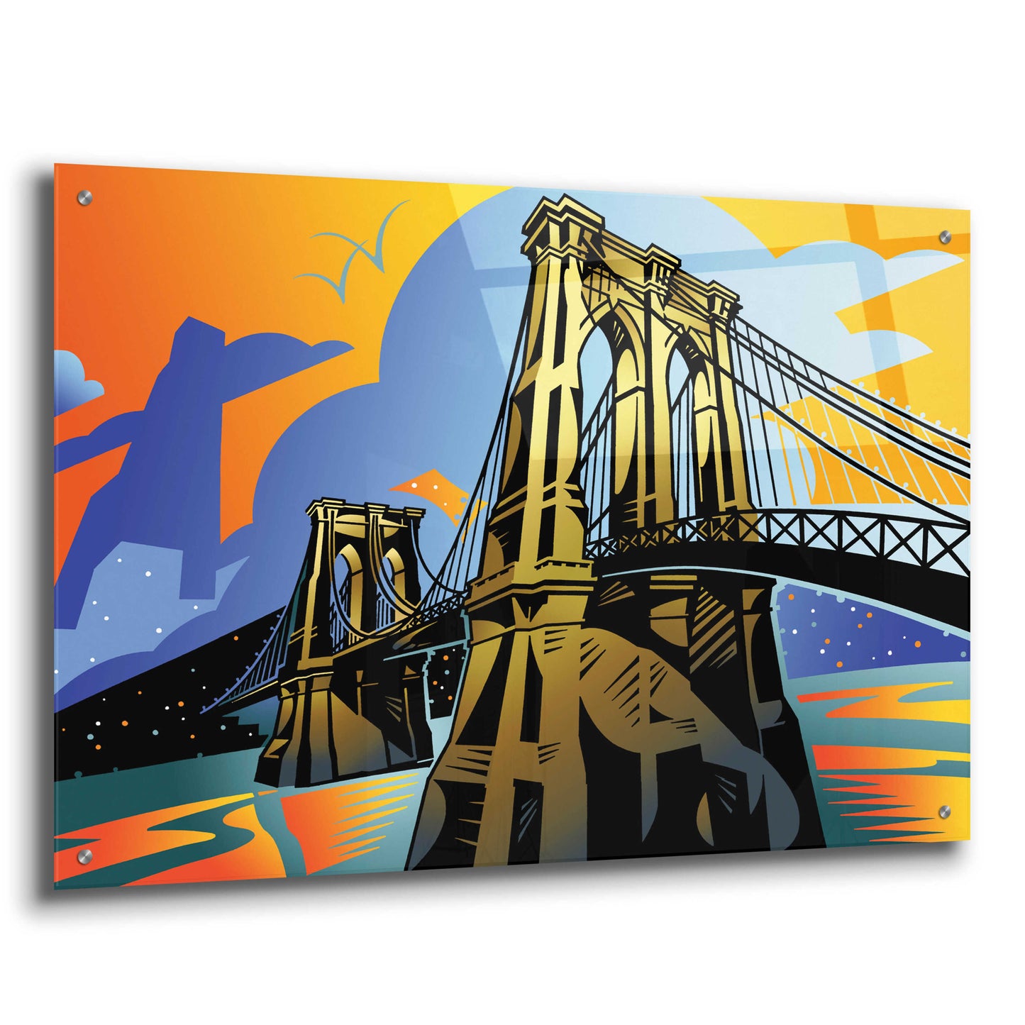 Epic Art 'Brooklyn Bridge' by David Chestnutt, Acrylic Glass Wall Art,36x24