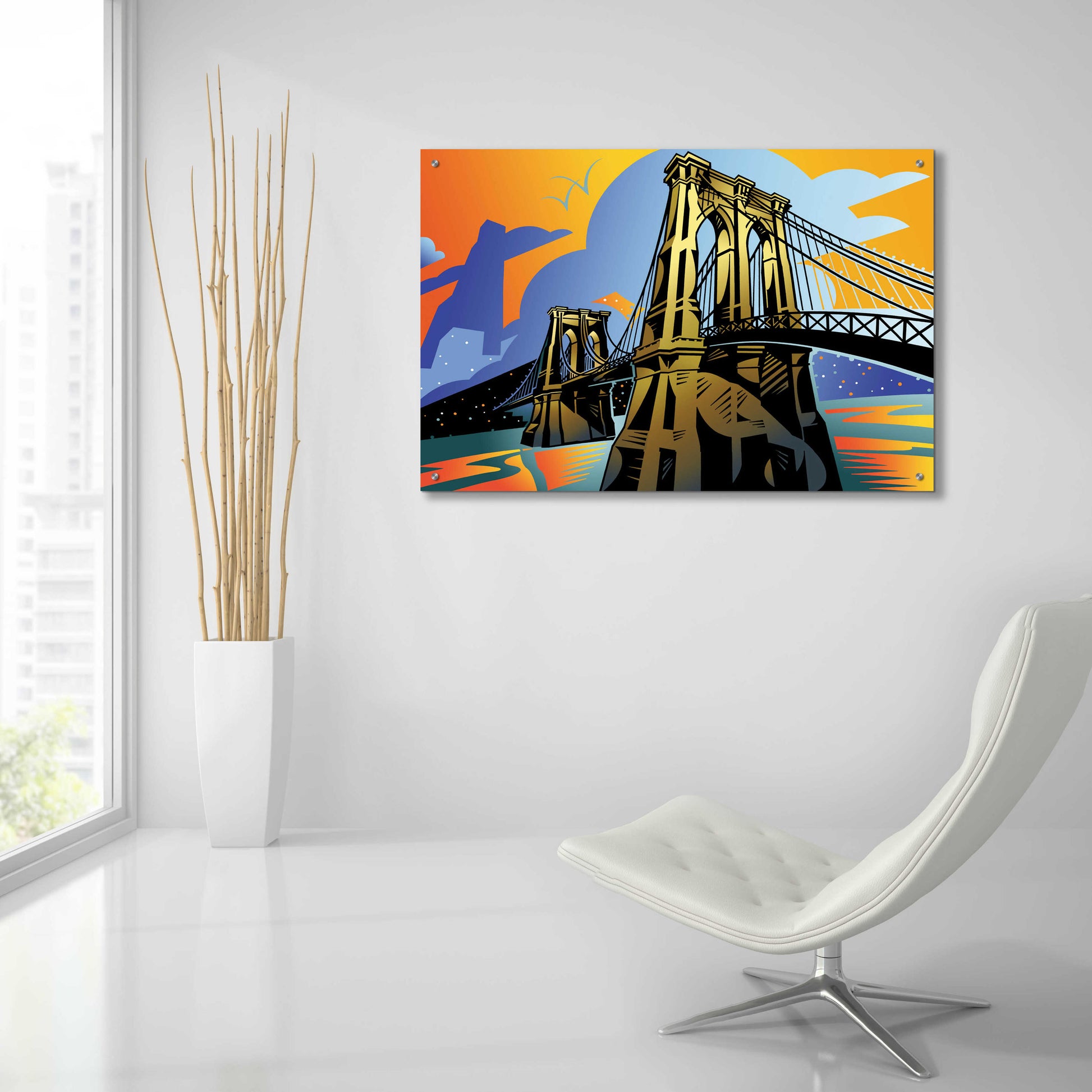 Epic Art 'Brooklyn Bridge' by David Chestnutt, Acrylic Glass Wall Art,36x24