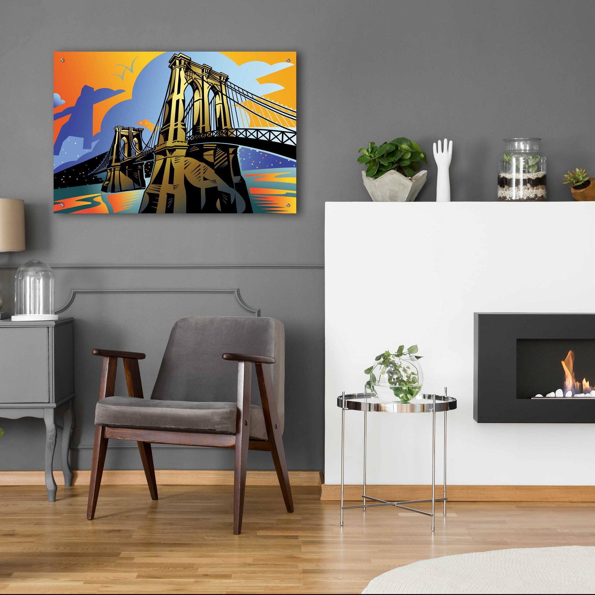 Epic Art 'Brooklyn Bridge' by David Chestnutt, Acrylic Glass Wall Art,36x24