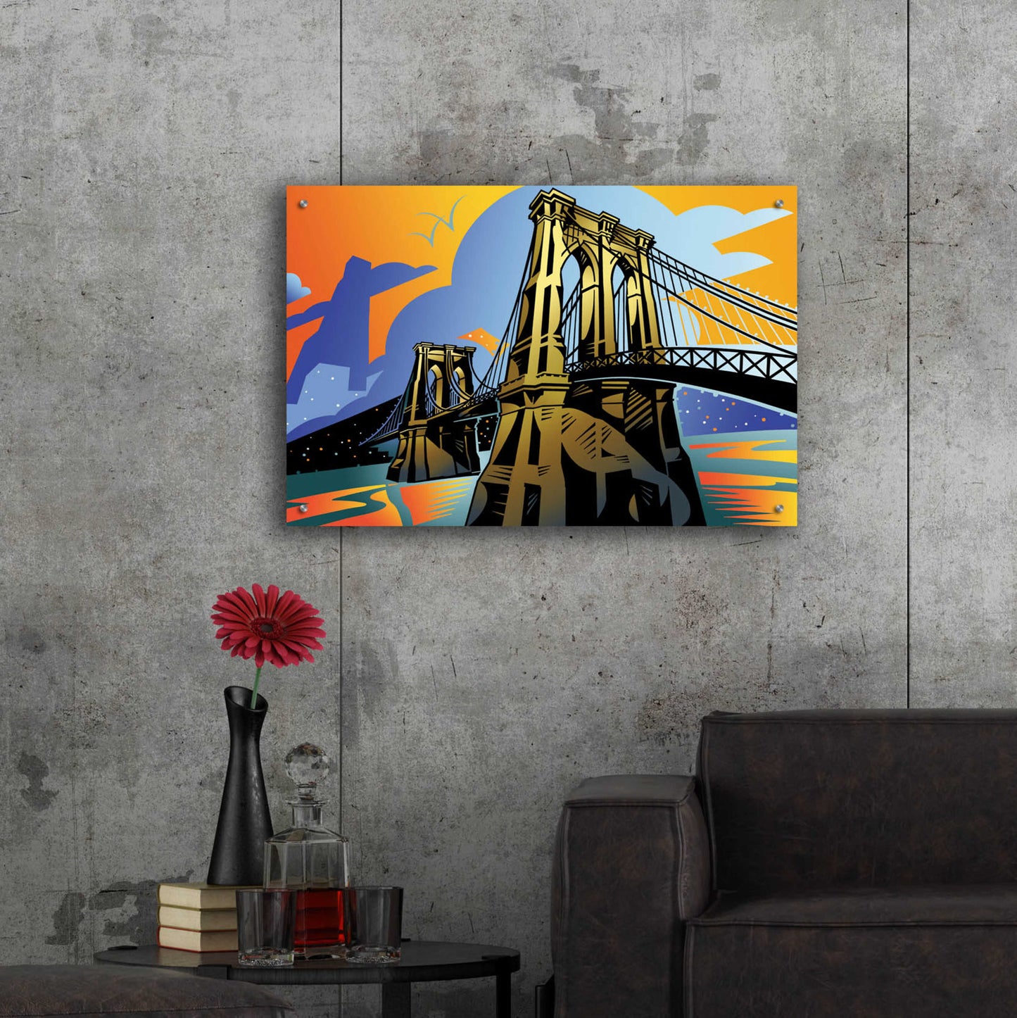 Epic Art 'Brooklyn Bridge' by David Chestnutt, Acrylic Glass Wall Art,36x24