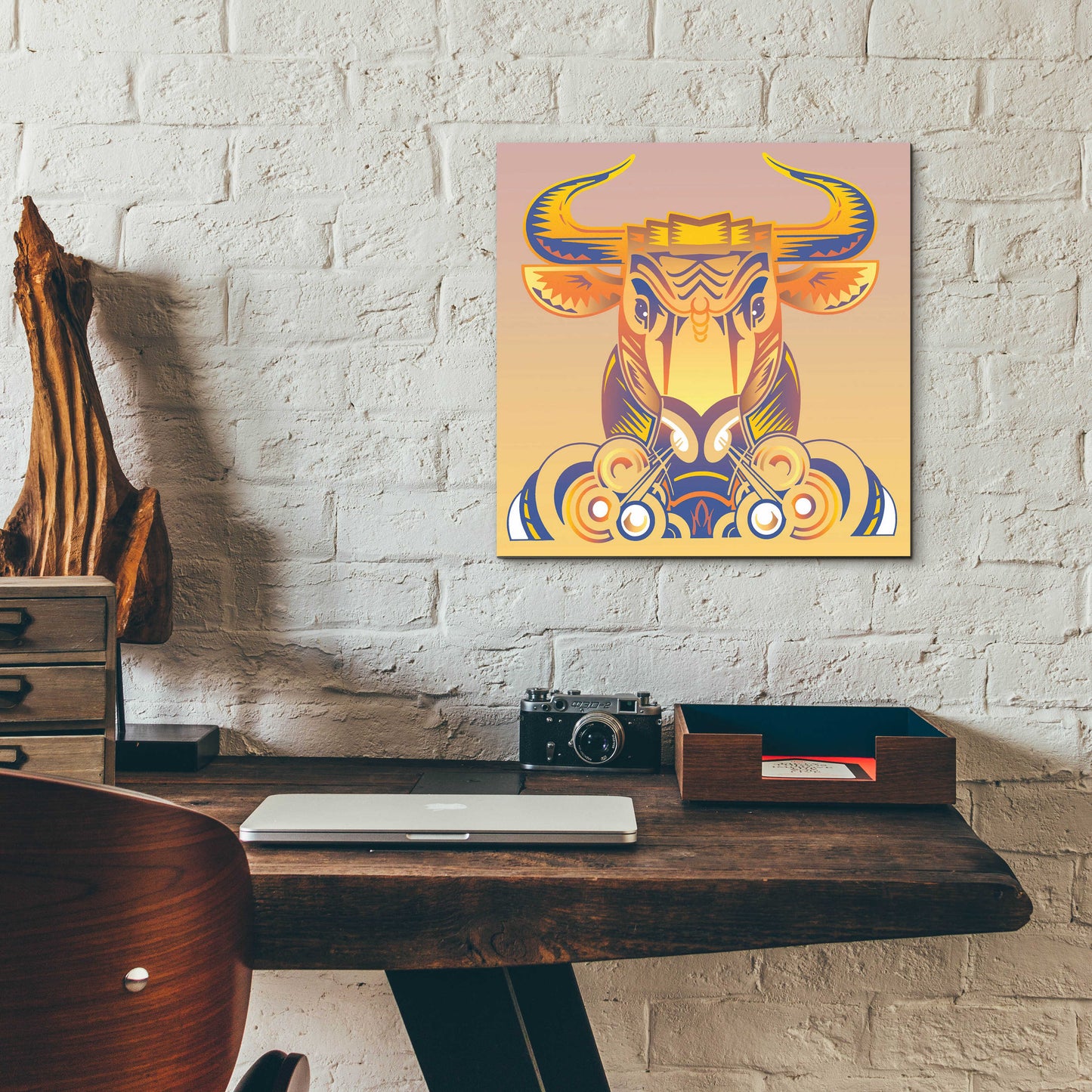 Epic Art 'Bull' by David Chestnutt, Acrylic Glass Wall Art,12x12