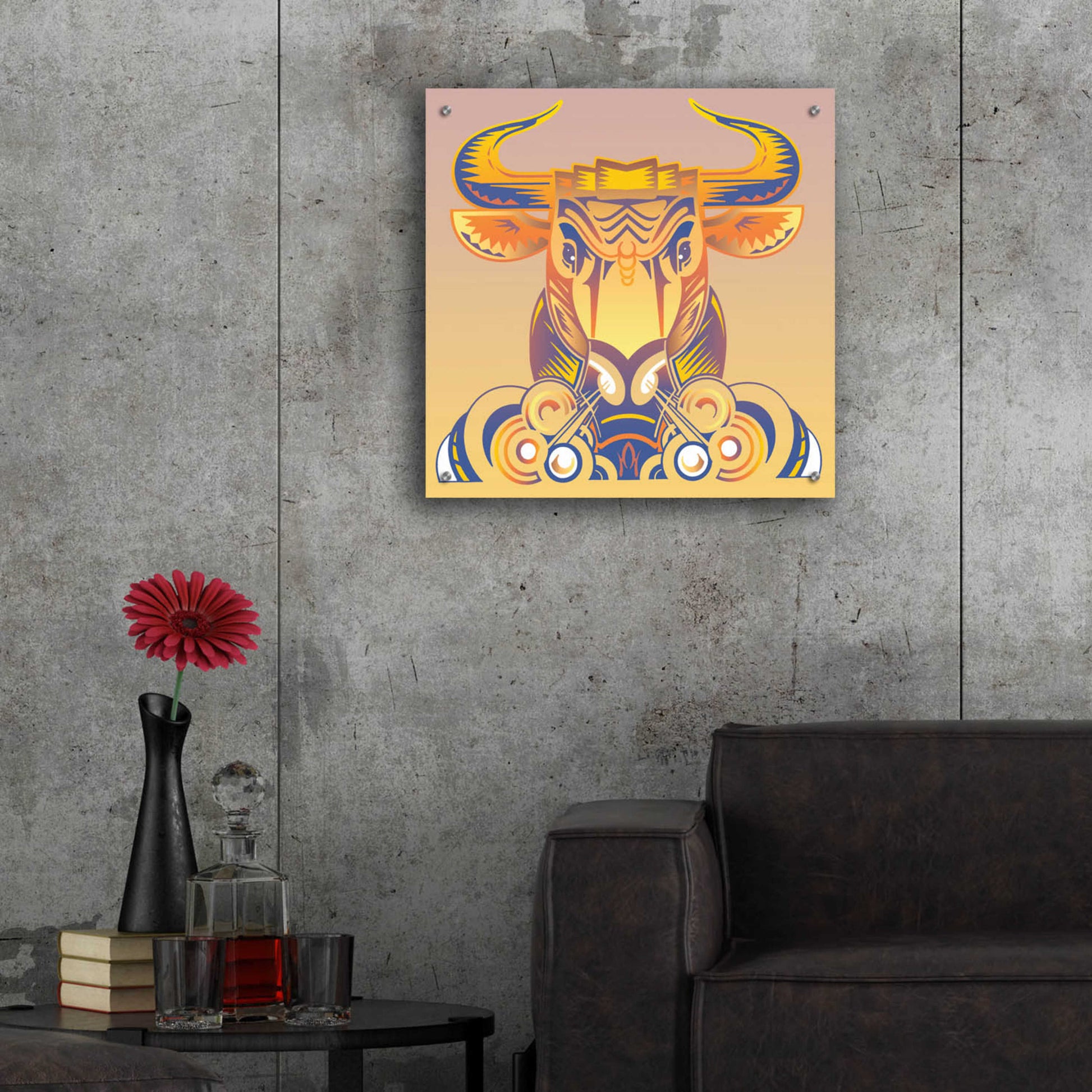 Epic Art 'Bull' by David Chestnutt, Acrylic Glass Wall Art,24x24