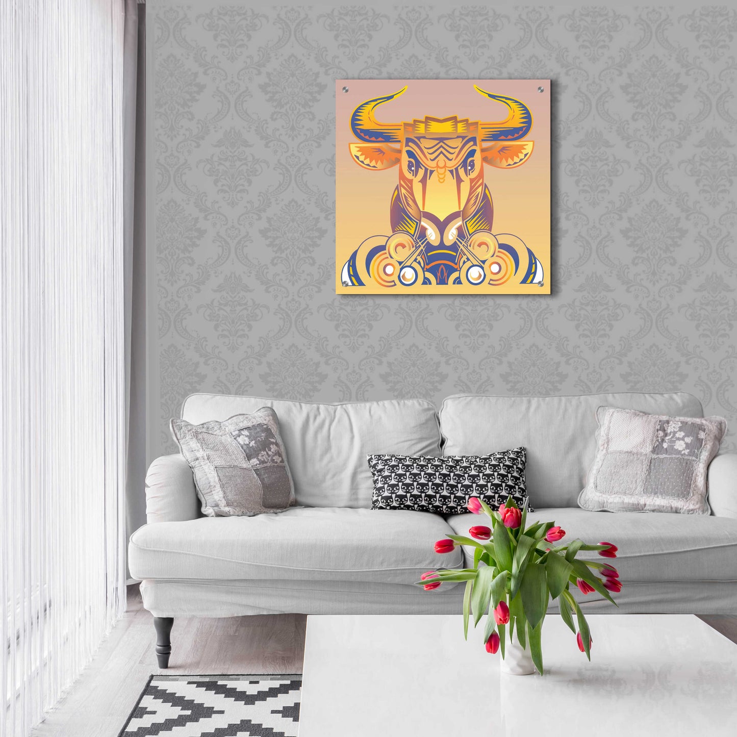 Epic Art 'Bull' by David Chestnutt, Acrylic Glass Wall Art,24x24