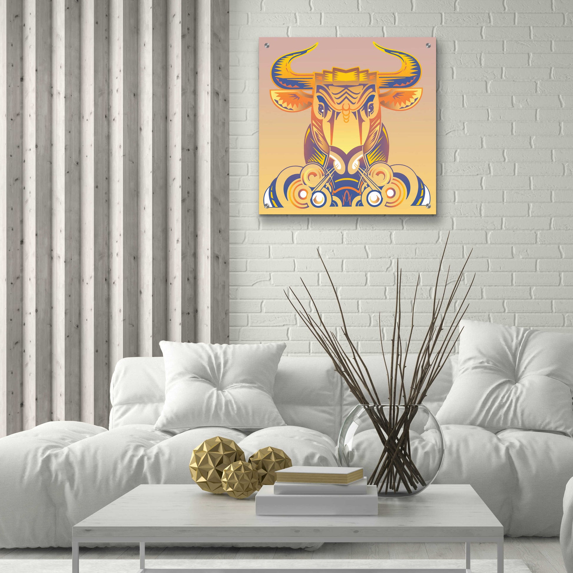 Epic Art 'Bull' by David Chestnutt, Acrylic Glass Wall Art,24x24