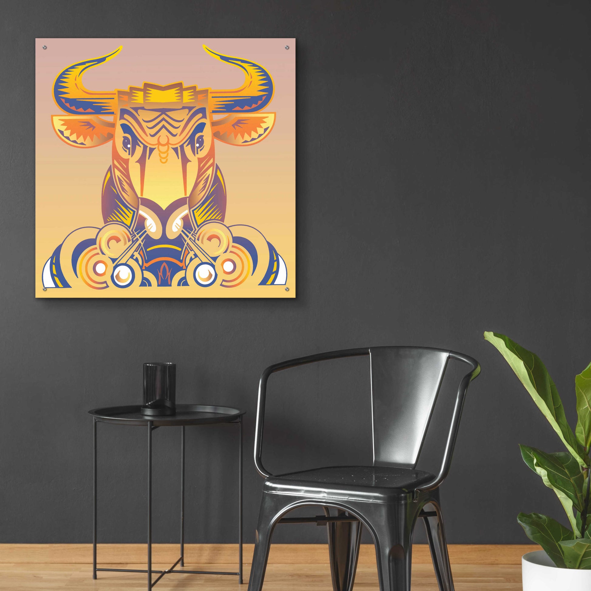 Epic Art 'Bull' by David Chestnutt, Acrylic Glass Wall Art,36x36