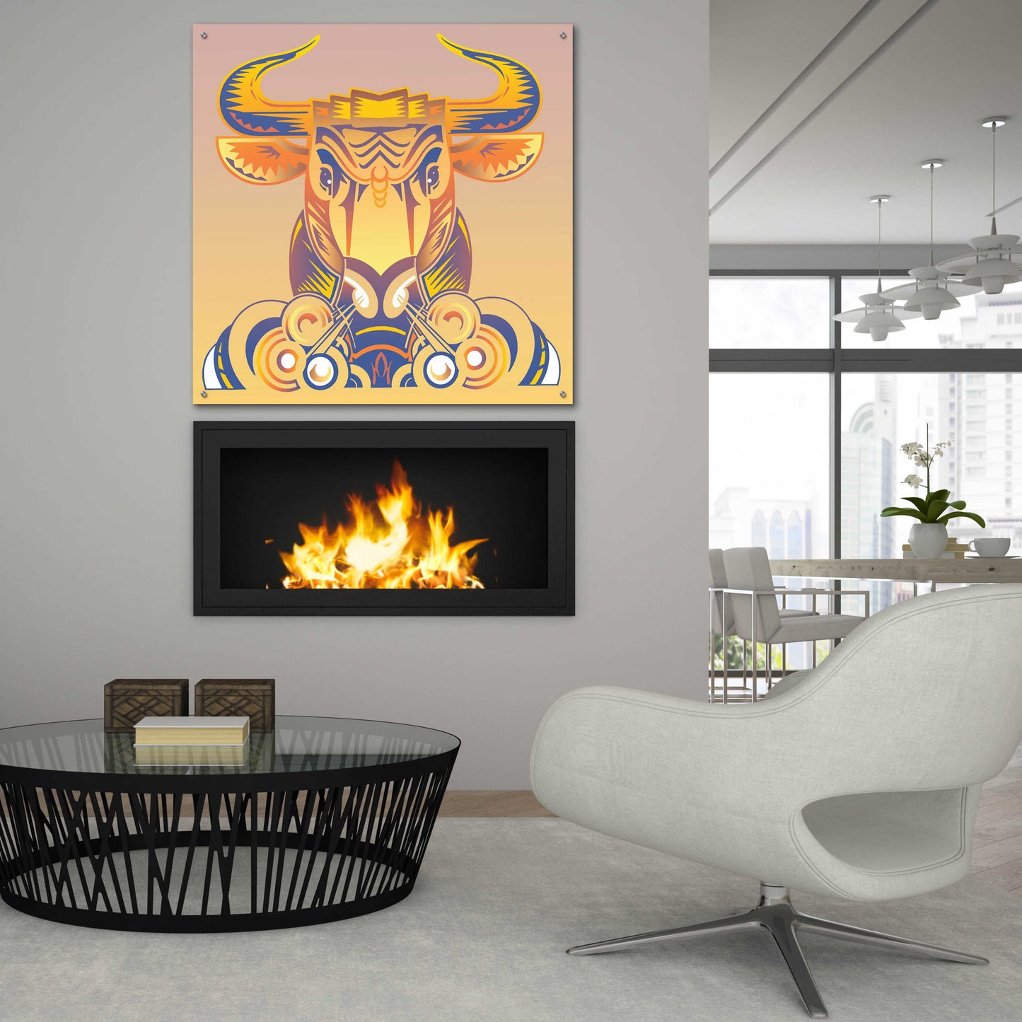 Epic Art 'Bull' by David Chestnutt, Acrylic Glass Wall Art,36x36