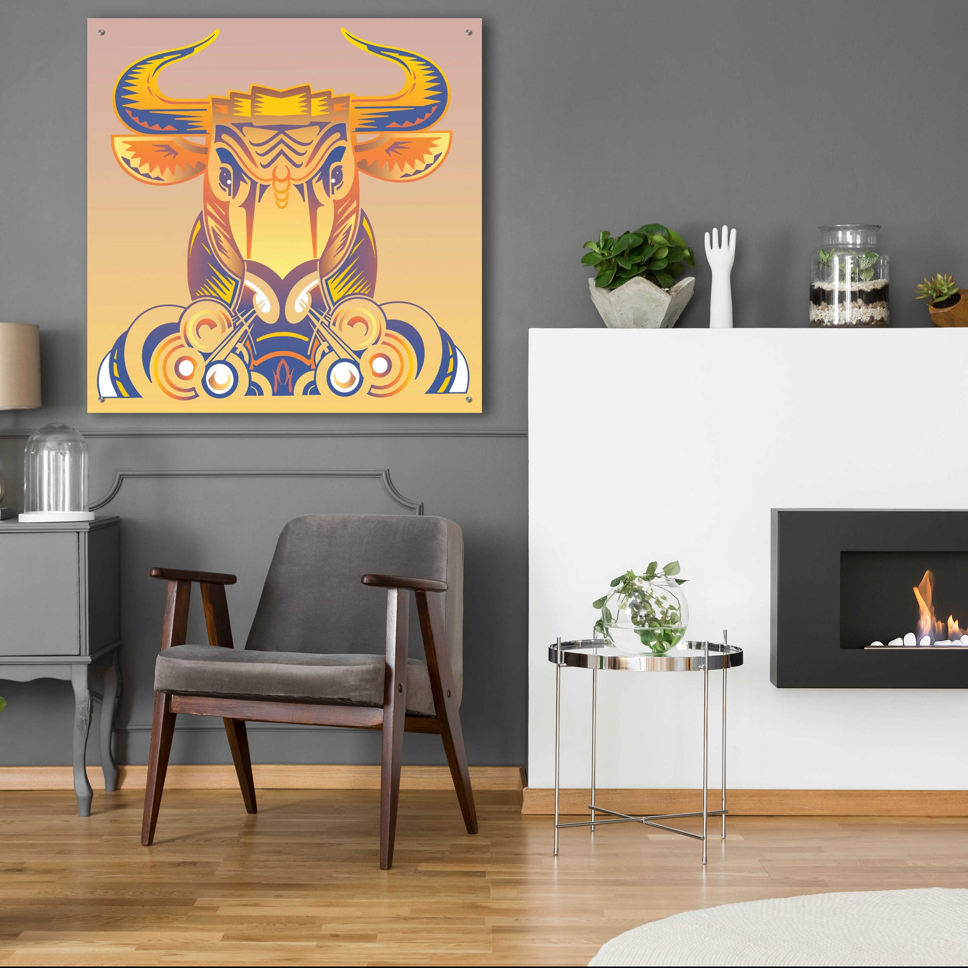 Epic Art 'Bull' by David Chestnutt, Acrylic Glass Wall Art,36x36