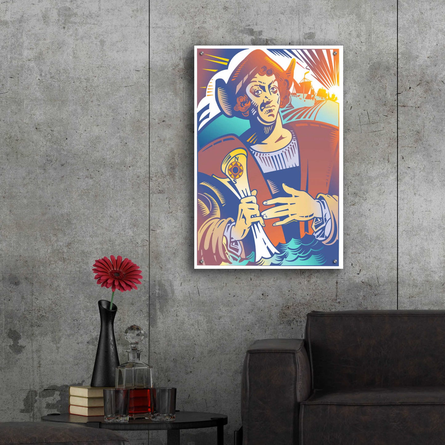 Epic Art 'Christopher Columbus' by David Chestnutt, Acrylic Glass Wall Art,24x36