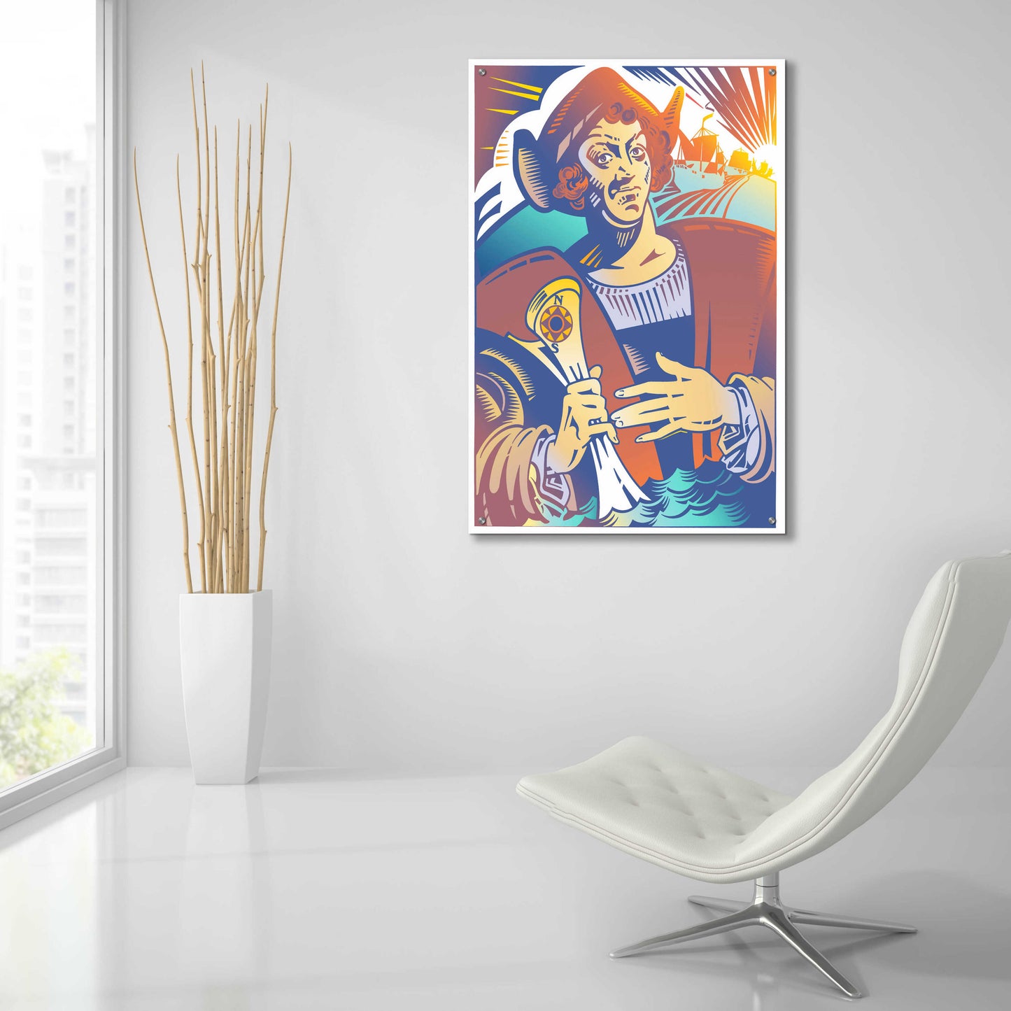 Epic Art 'Christopher Columbus' by David Chestnutt, Acrylic Glass Wall Art,24x36