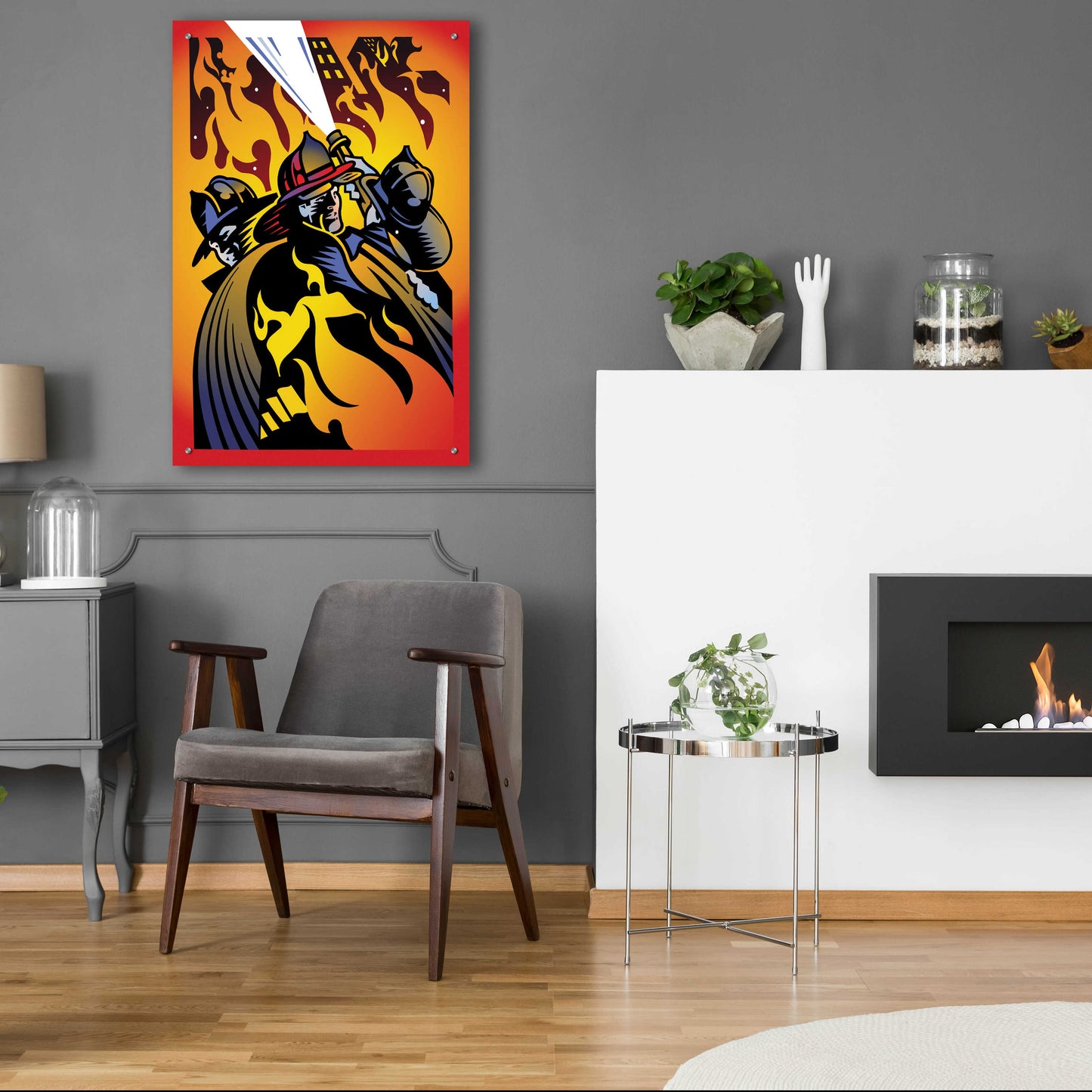 Epic Art 'Firemen' by David Chestnutt, Acrylic Glass Wall Art,24x36