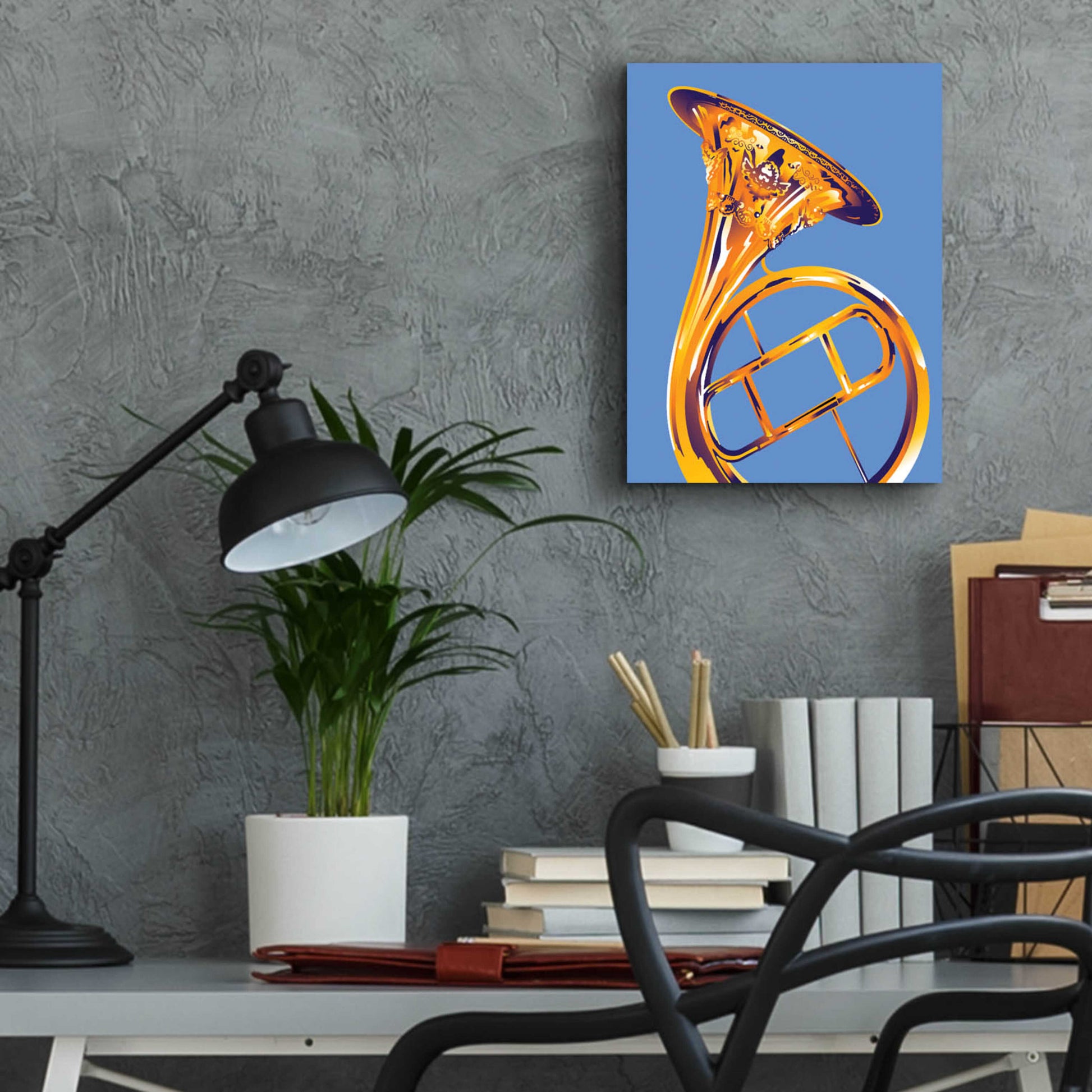 Epic Art 'French Horn 8' by David Chestnutt, Acrylic Glass Wall Art,12x16