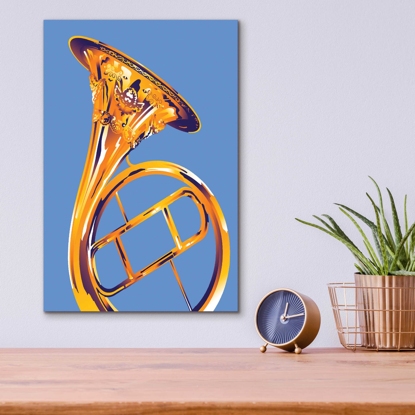 Epic Art 'French Horn 8' by David Chestnutt, Acrylic Glass Wall Art,12x16