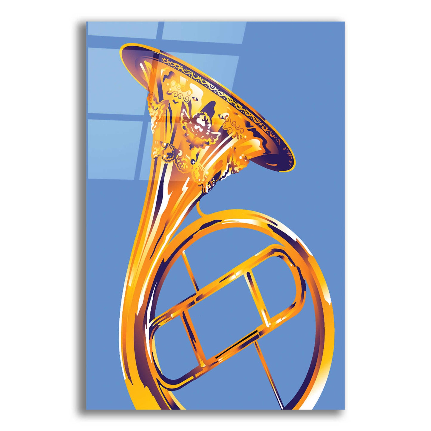 Epic Art 'French Horn 8' by David Chestnutt, Acrylic Glass Wall Art,12x16