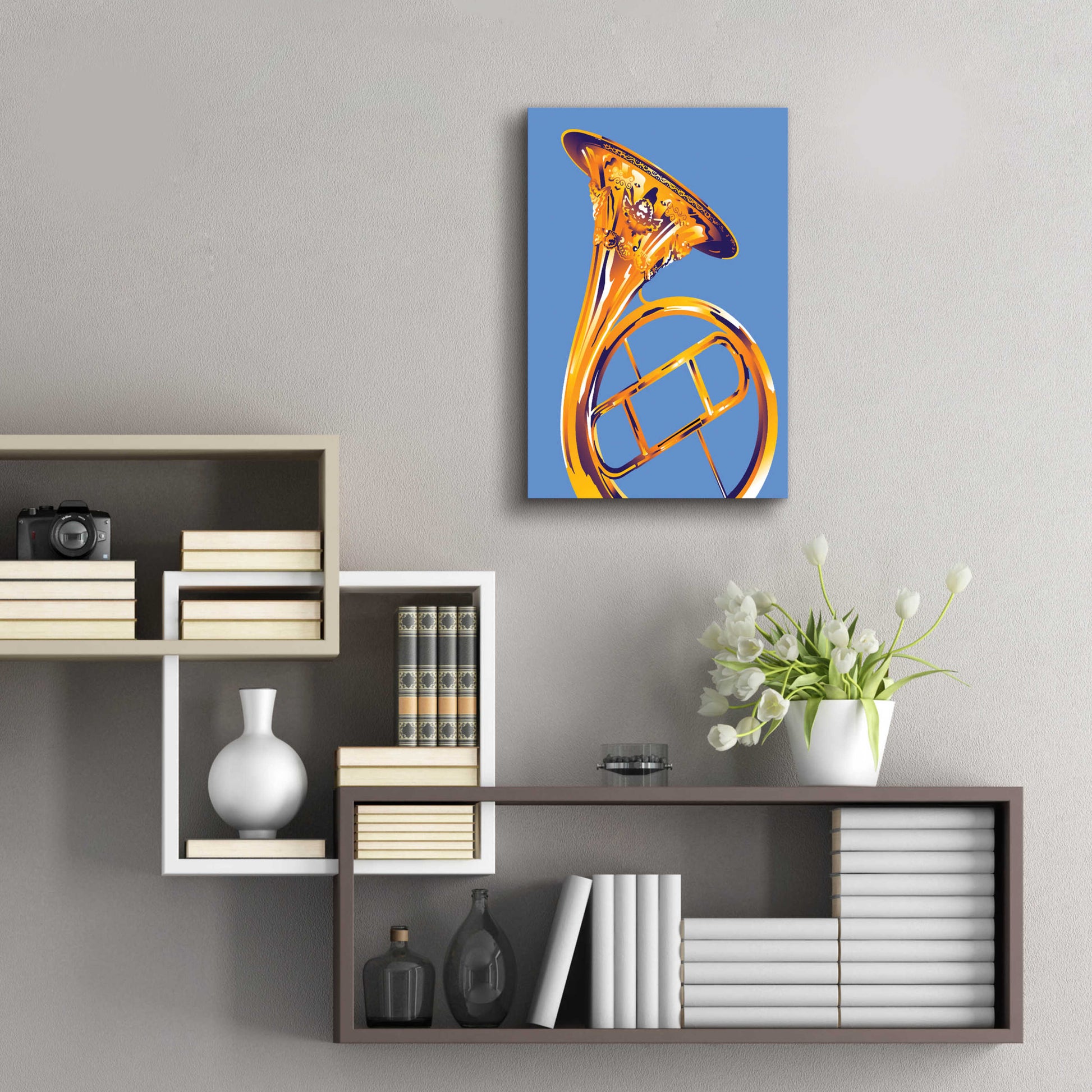 Epic Art 'French Horn 8' by David Chestnutt, Acrylic Glass Wall Art,16x24