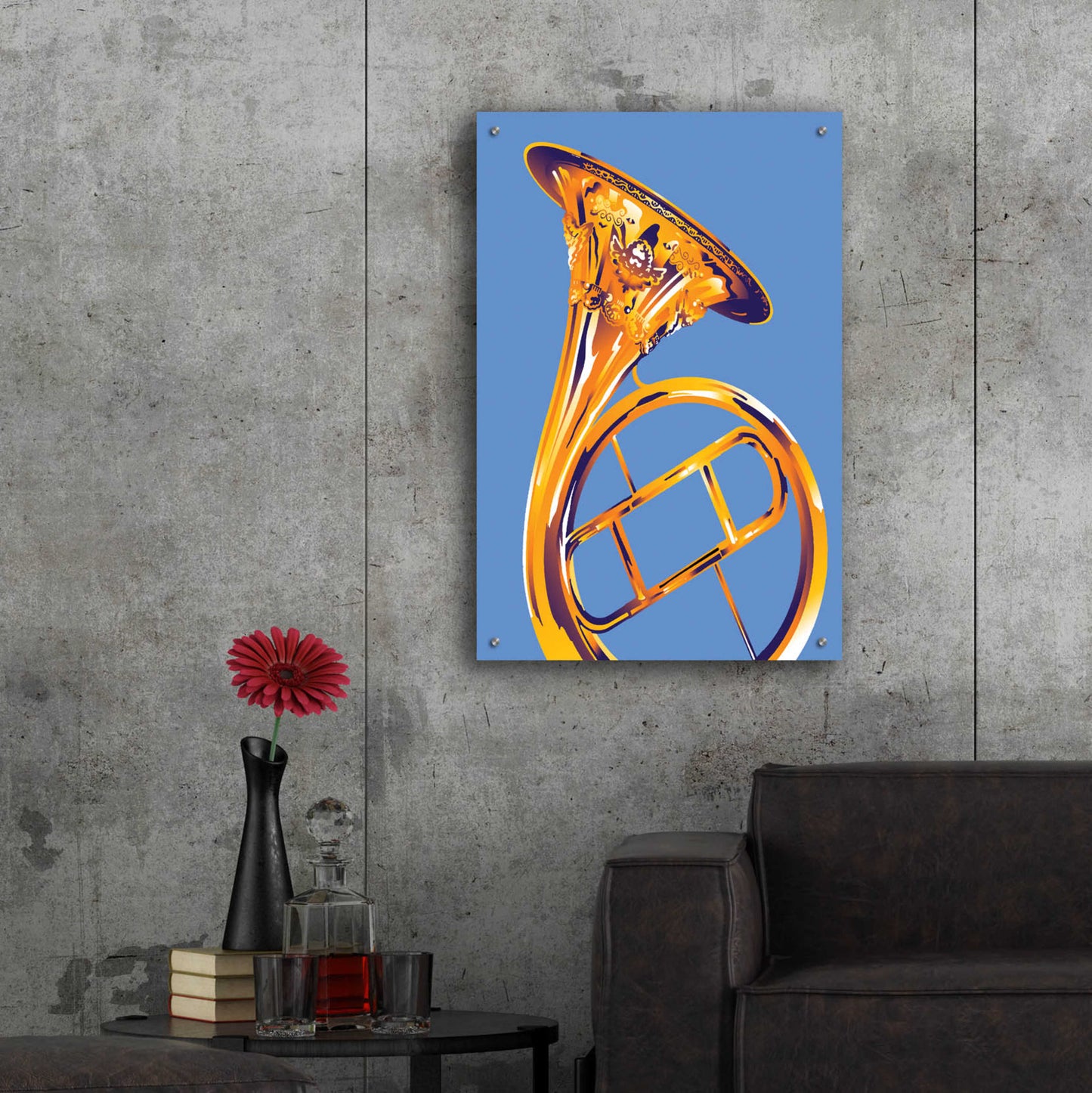 Epic Art 'French Horn 8' by David Chestnutt, Acrylic Glass Wall Art,24x36