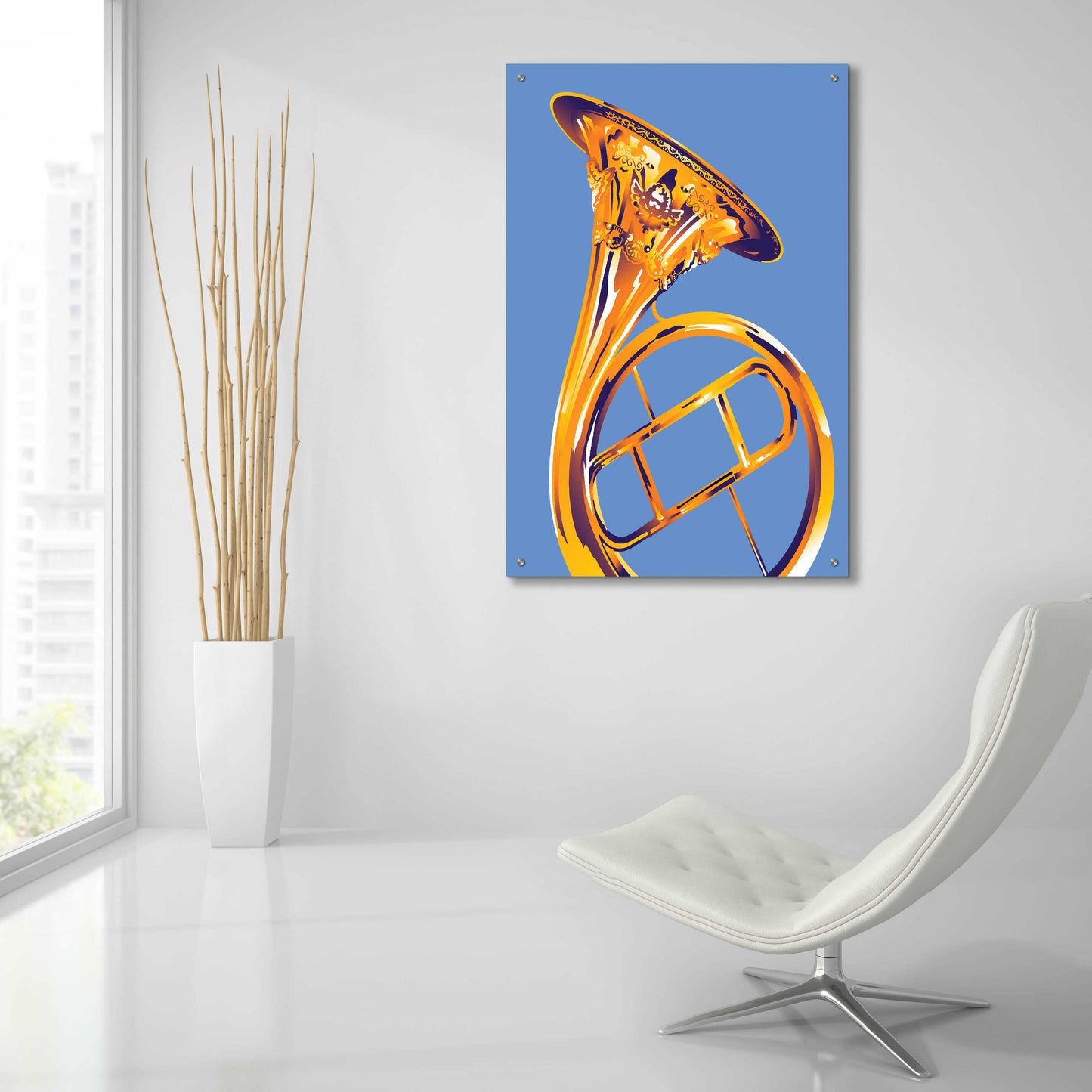 Epic Art 'French Horn 8' by David Chestnutt, Acrylic Glass Wall Art,24x36