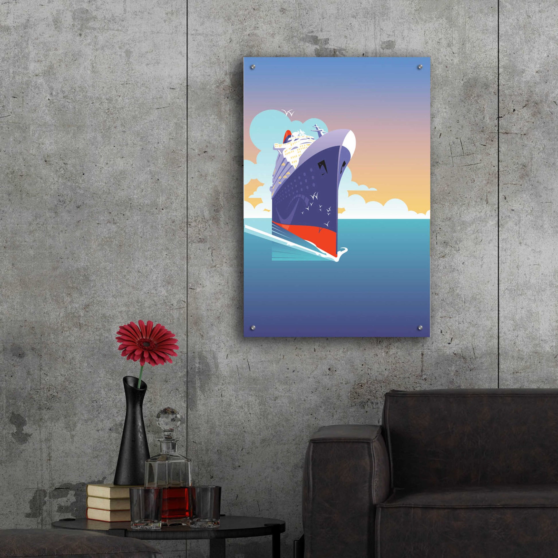 Epic Art 'Liner Blue Skies' by David Chestnutt, Acrylic Glass Wall Art,24x36