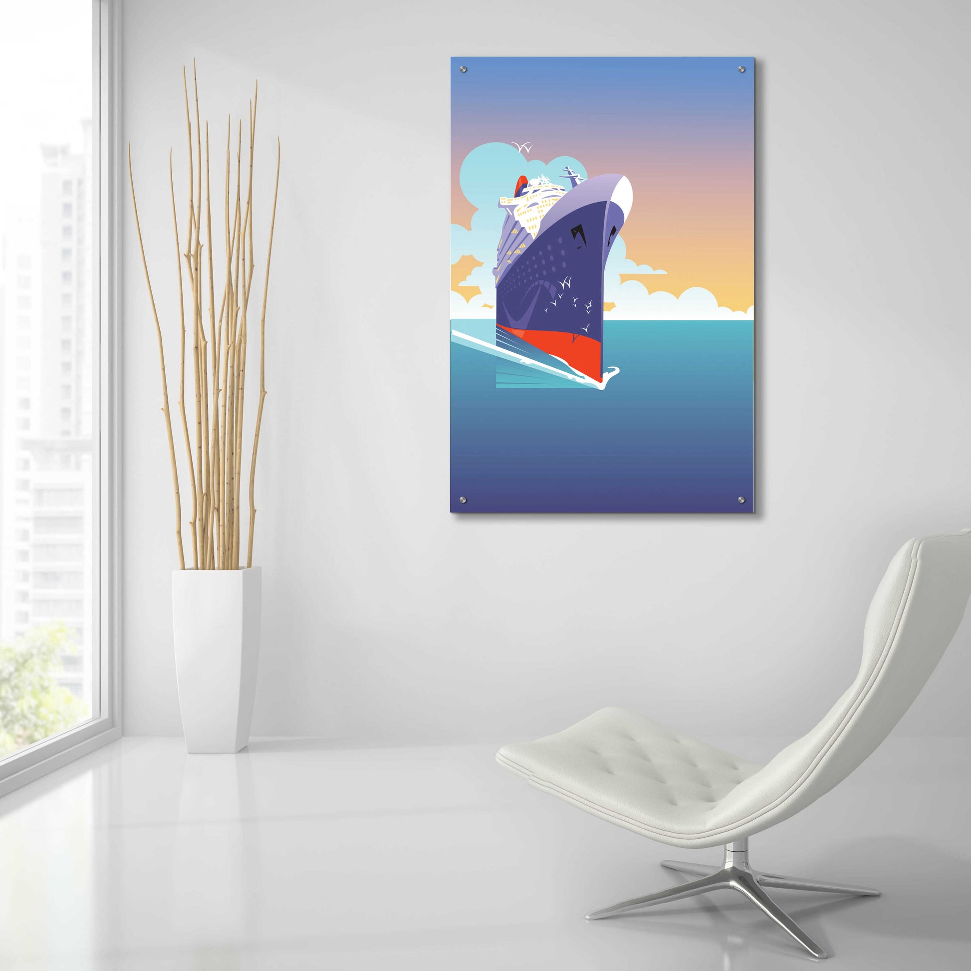 Epic Art 'Liner Blue Skies' by David Chestnutt, Acrylic Glass Wall Art,24x36