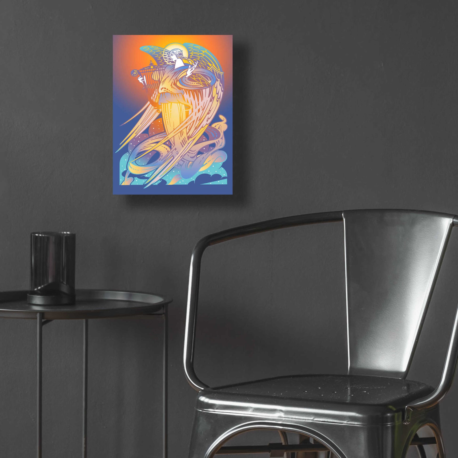 Epic Art 'New Angel With Harp' by David Chestnutt, Acrylic Glass Wall Art,12x16