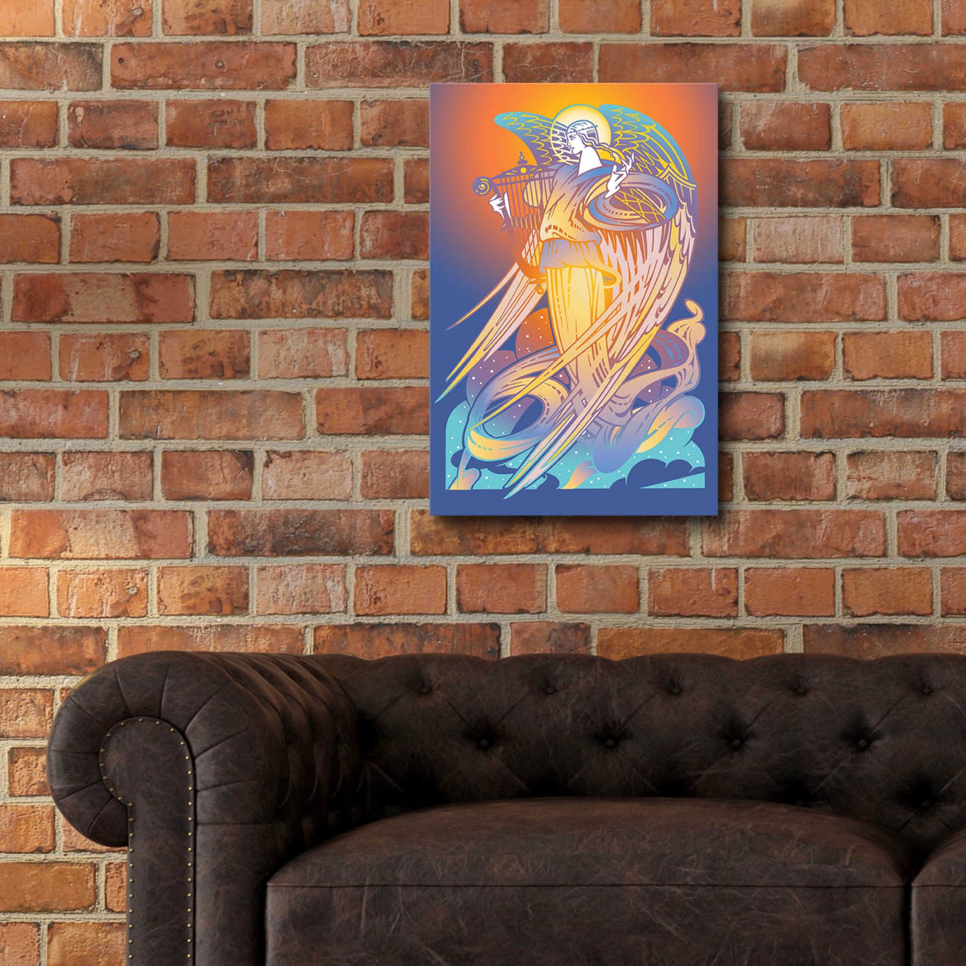 Epic Art 'New Angel With Harp' by David Chestnutt, Acrylic Glass Wall Art,16x24