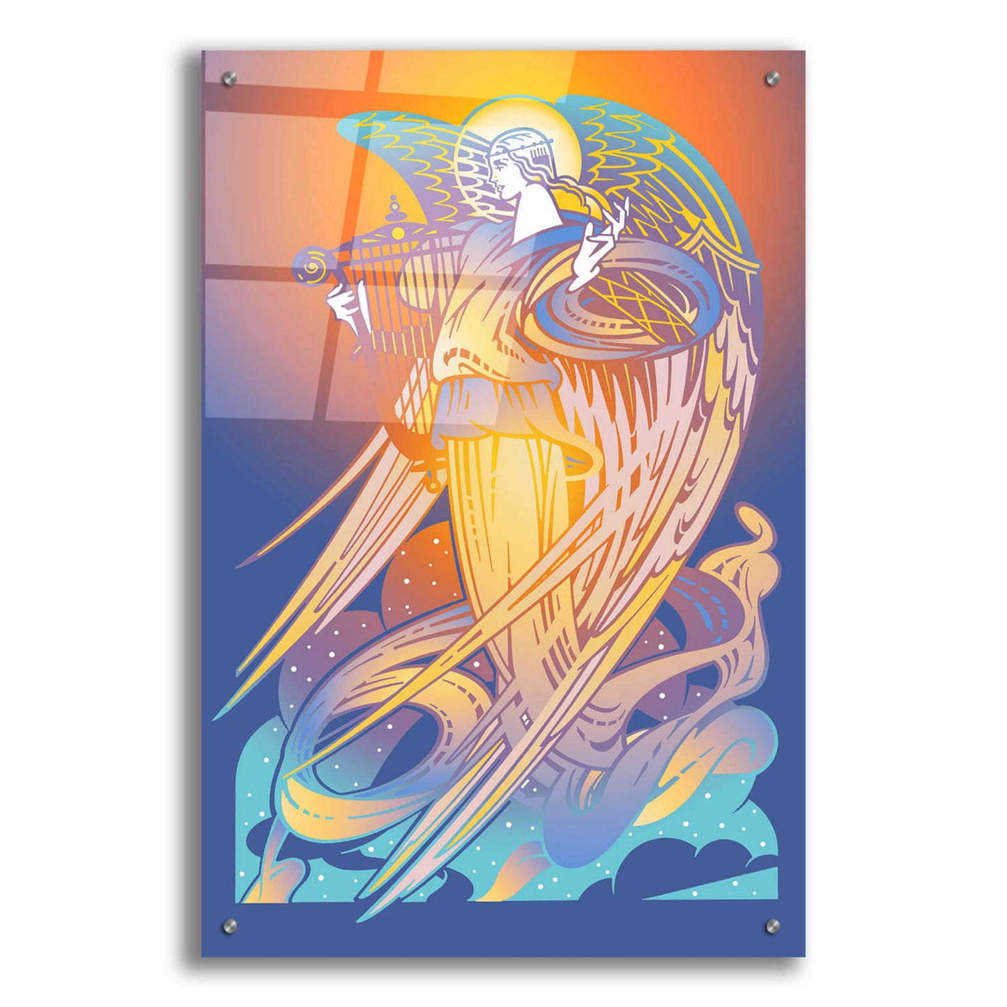 Epic Art 'New Angel With Harp' by David Chestnutt, Acrylic Glass Wall Art,24x36