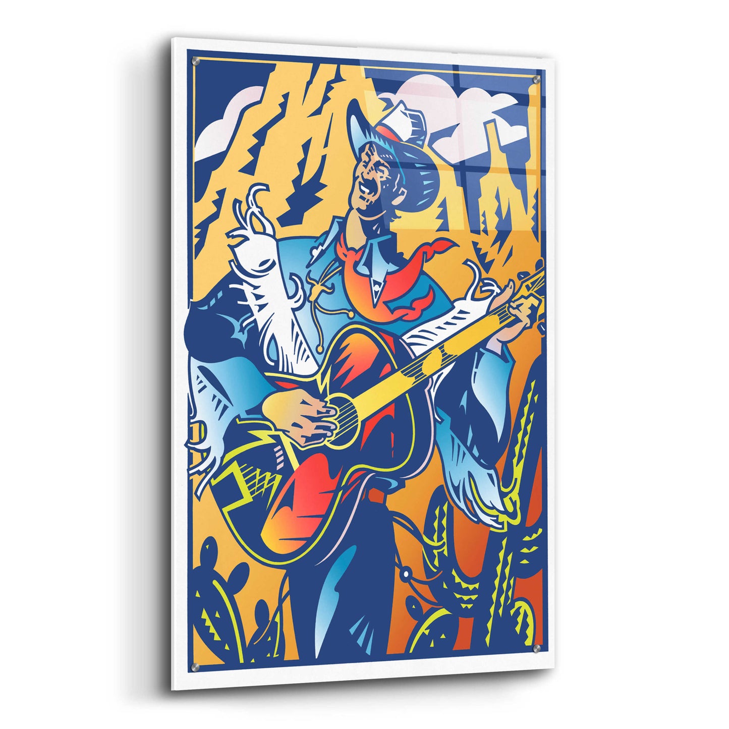 Epic Art 'Singing Cowboy' by David Chestnutt, Acrylic Glass Wall Art,24x36