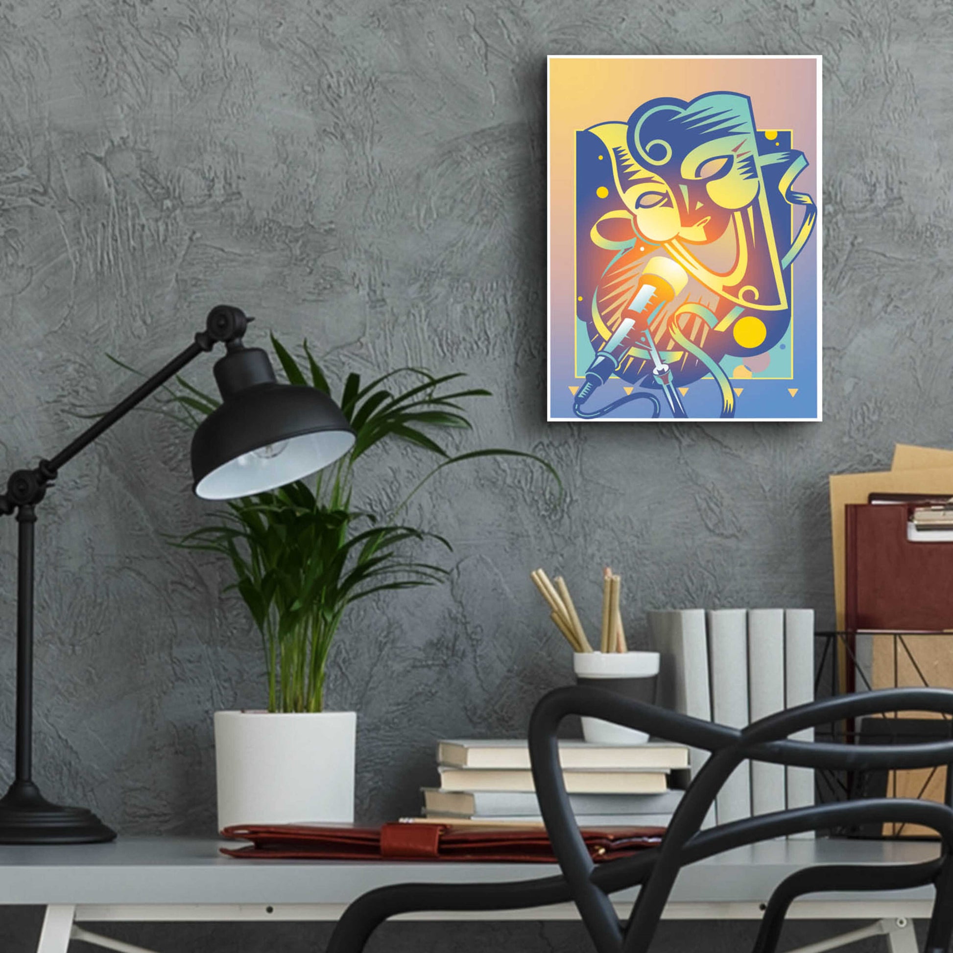 Epic Art 'The Happy Microphone' by David Chestnutt, Acrylic Glass Wall Art,12x16