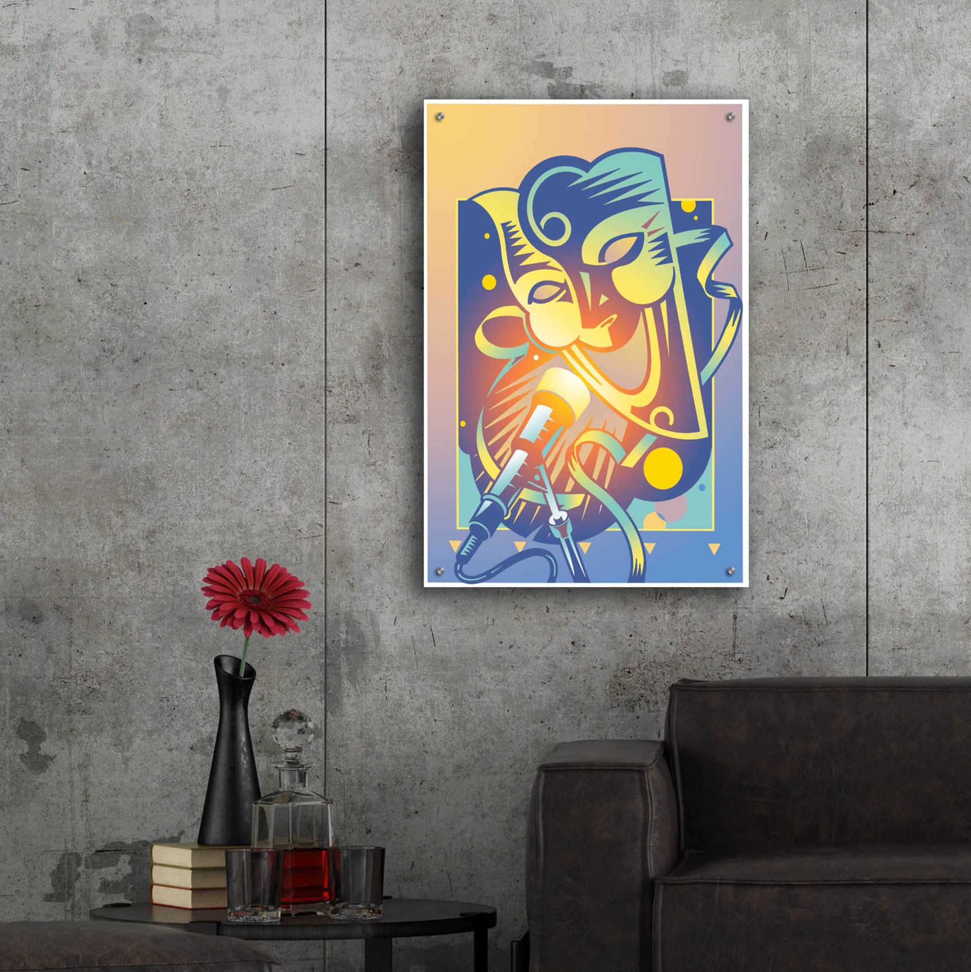 Epic Art 'The Happy Microphone' by David Chestnutt, Acrylic Glass Wall Art,24x36