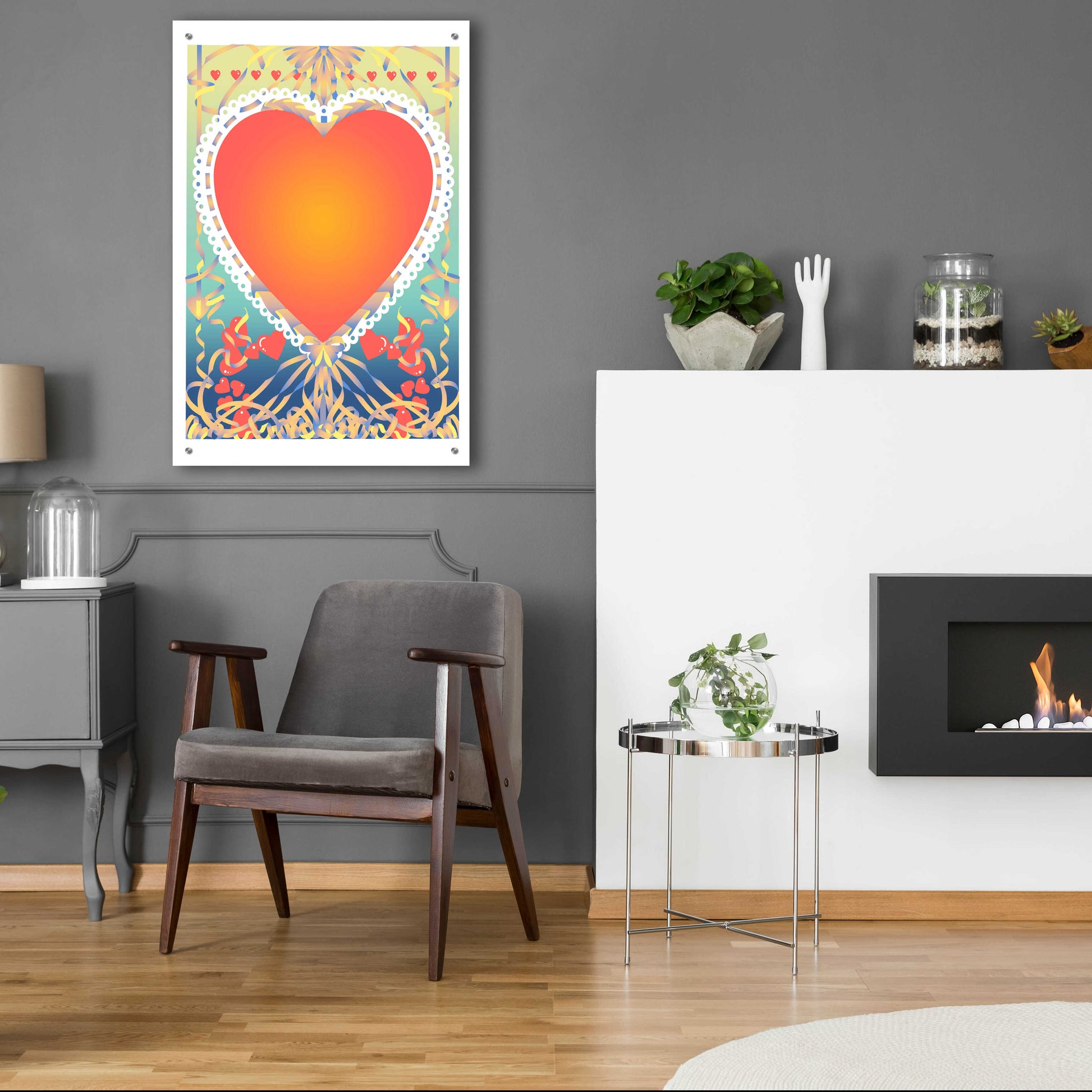 Epic Art 'Valentine Heart' by David Chestnutt, Acrylic Glass Wall Art,24x36