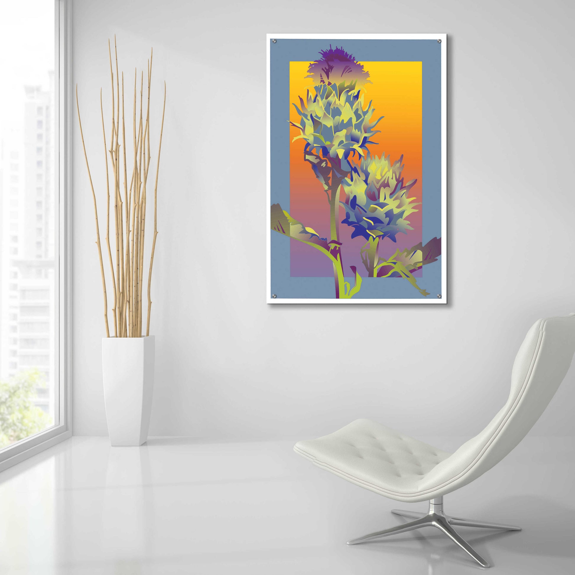 Epic Art 'Blue Thistle' by David Chestnutt, Acrylic Glass Wall Art,24x36