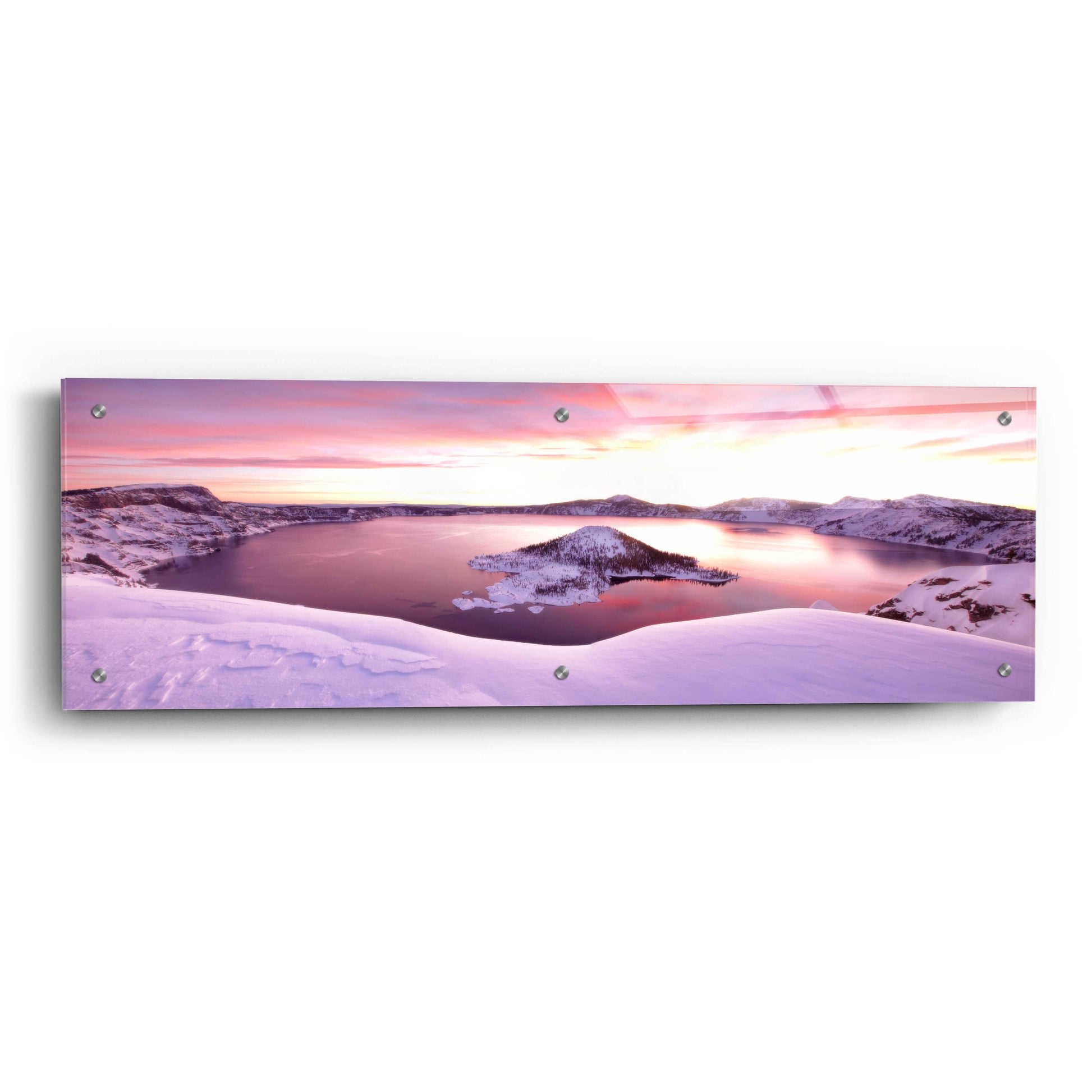 Epic Art 'Crater Lake Pano 4 2' by Thomas Haney, Acrylic Glass Wall Art,36x12