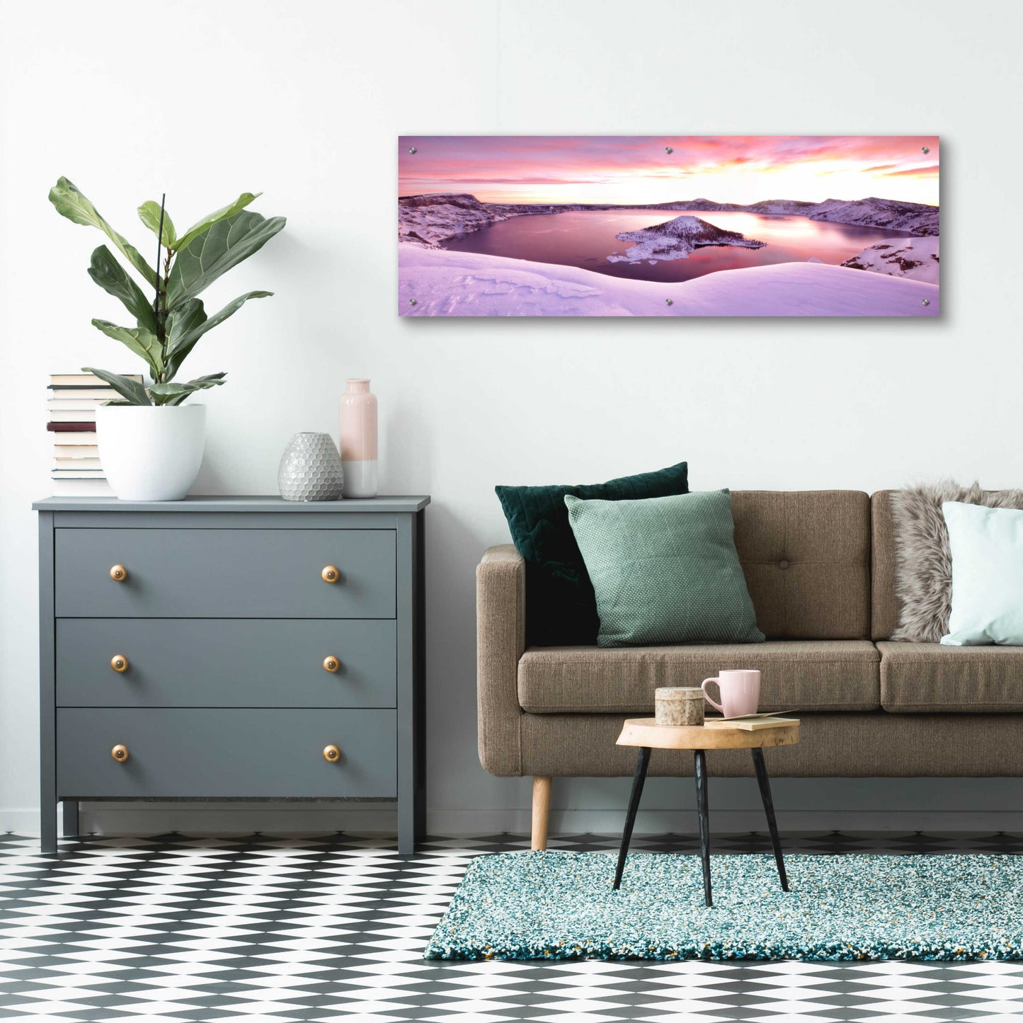 Epic Art 'Crater Lake Pano 4 2' by Thomas Haney, Acrylic Glass Wall Art,48x16