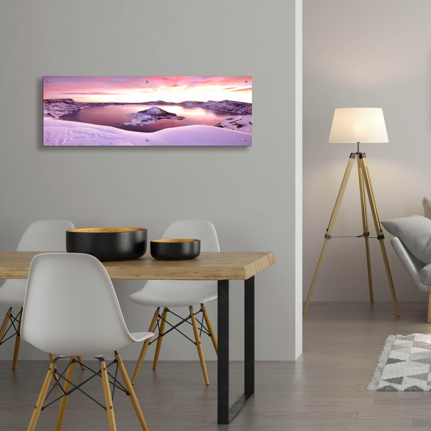 Epic Art 'Crater Lake Pano 4 2' by Thomas Haney, Acrylic Glass Wall Art,48x16