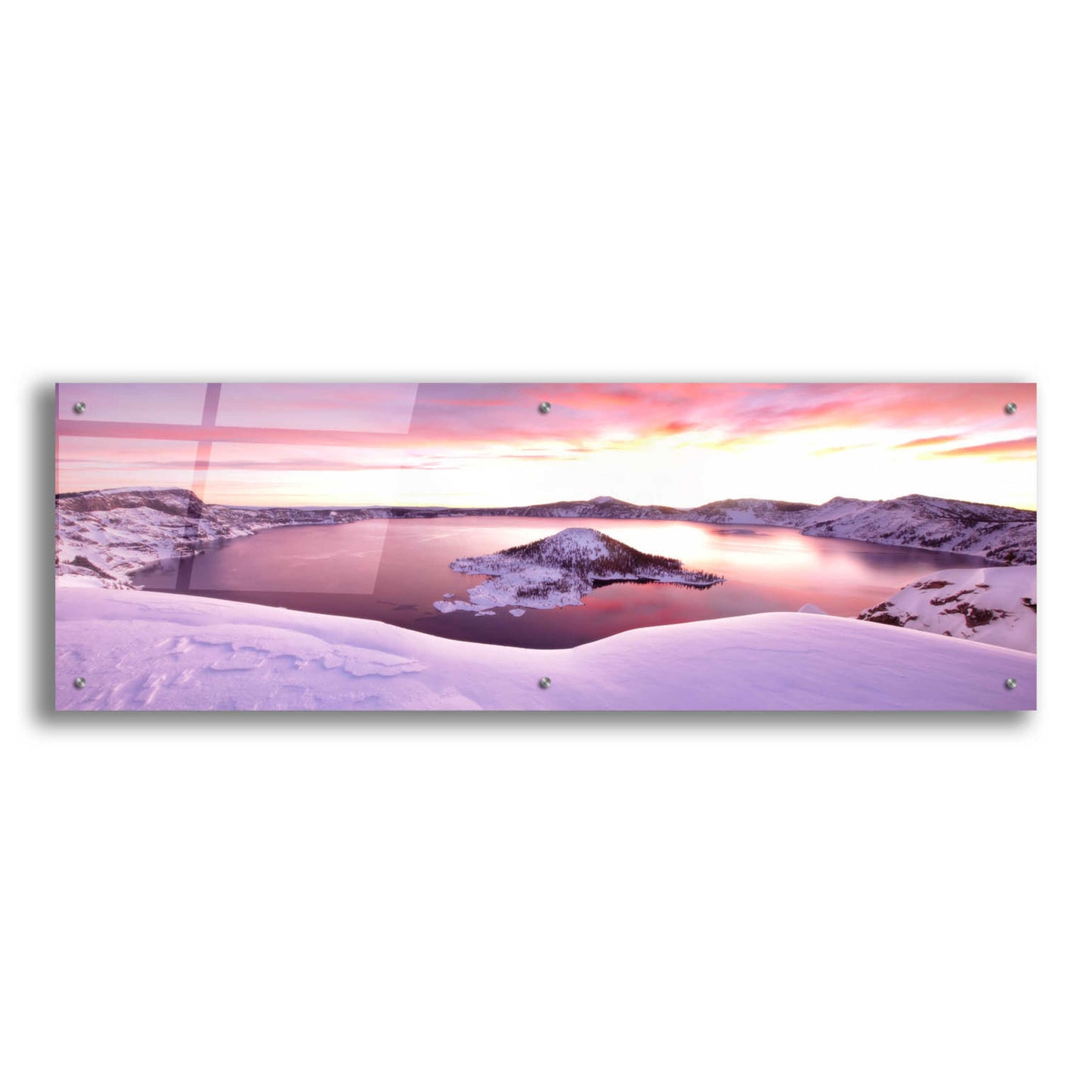 Epic Art 'Crater Lake Pano 4 2' by Thomas Haney, Acrylic Glass Wall Art,48x16