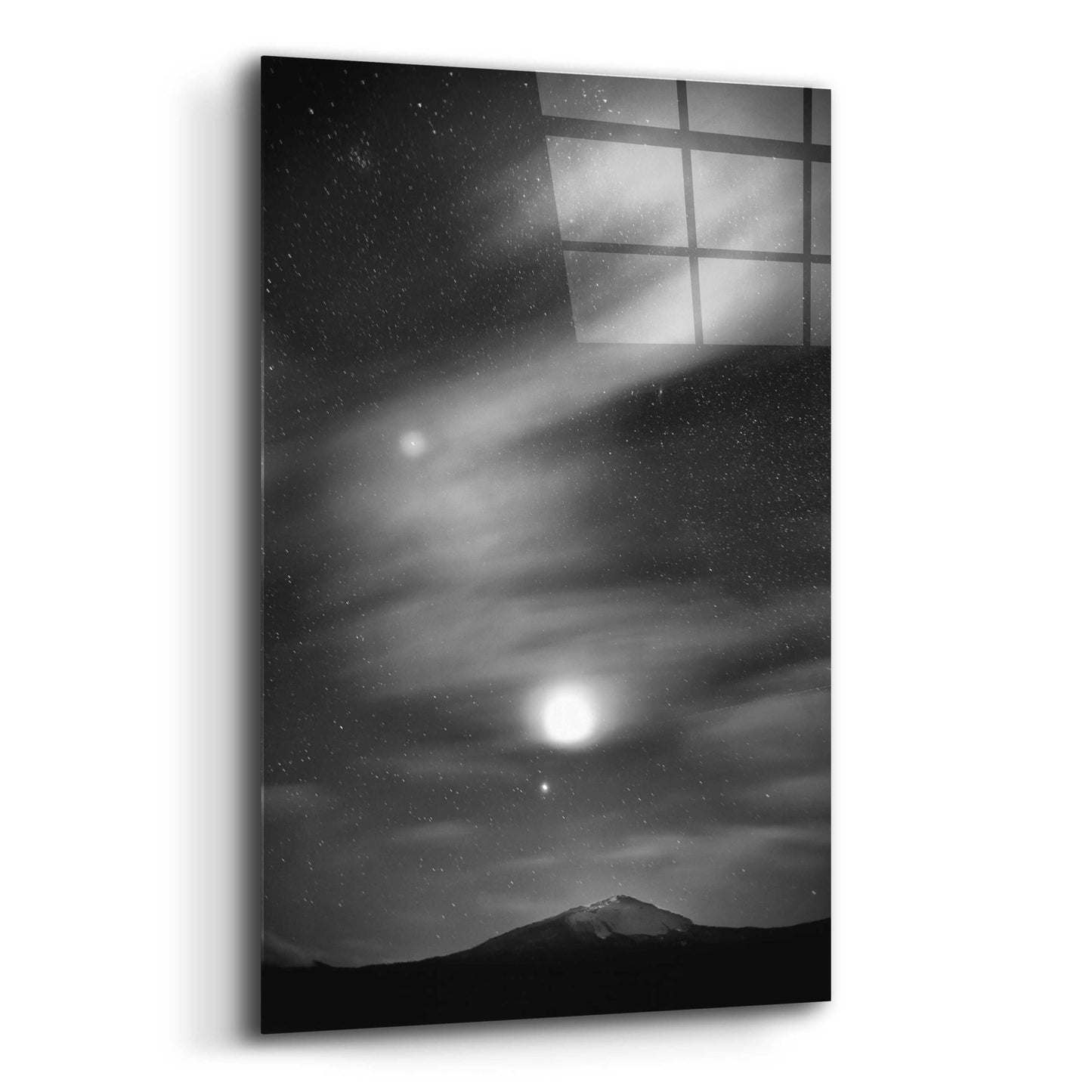 Epic Art 'Diamond Lake Moon Streak B&W' by Thomas Haney, Acrylic Glass Wall Art,12x16